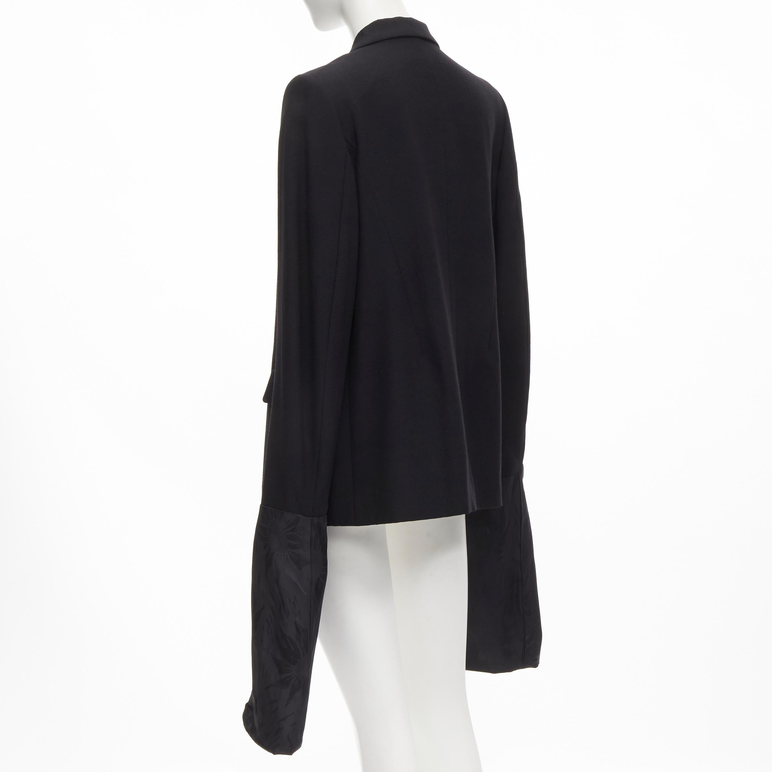 Women's vintage COMME DES GARCONS 1992 black wool extra long wide sleeve blazer jacket M For Sale