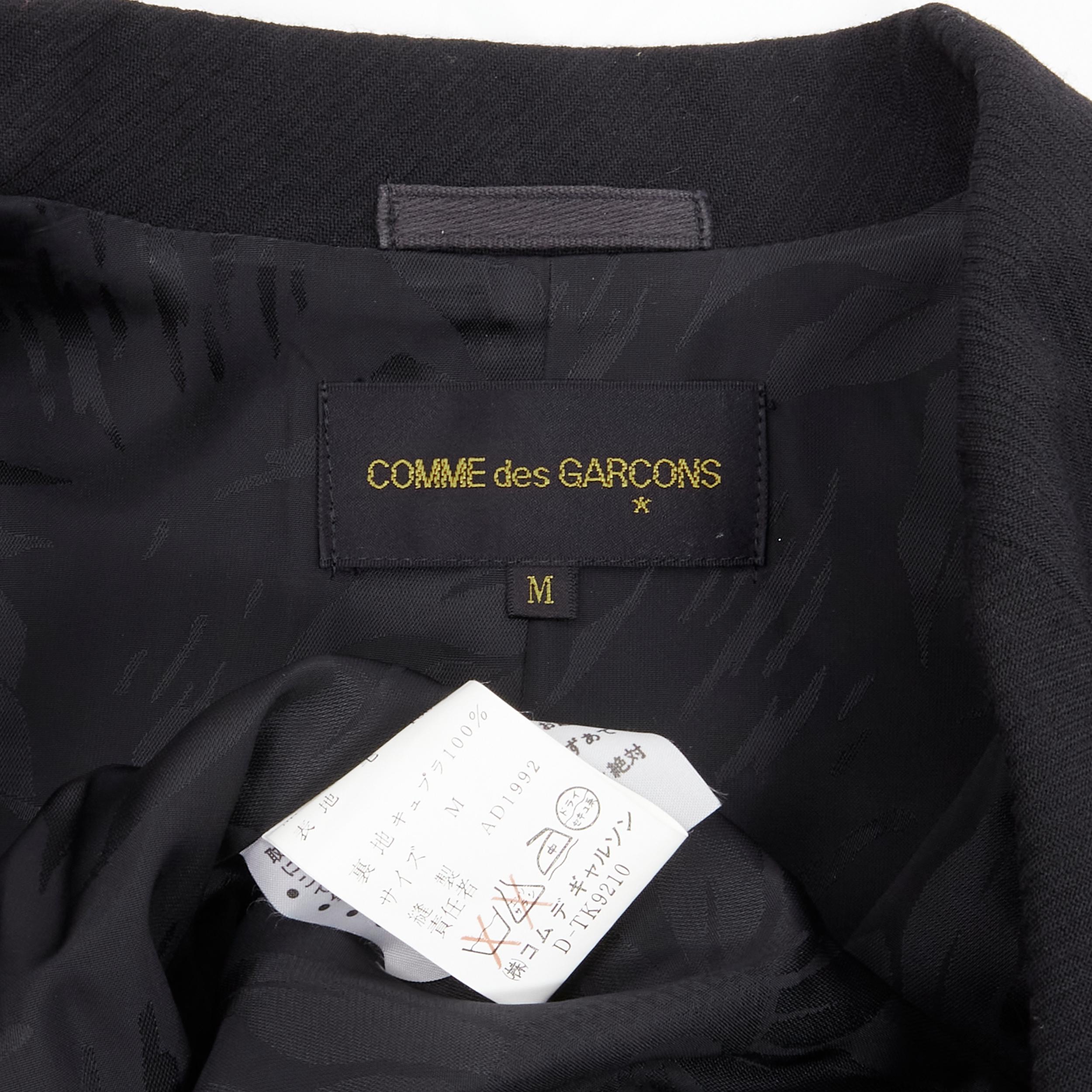 vintage COMME DES GARCONS 1992 black wool extra long wide sleeve blazer jacket M For Sale 3