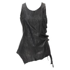 vintage COMME DES GARCONS 1992 cowhide leather distressed raw cut bundled vest S