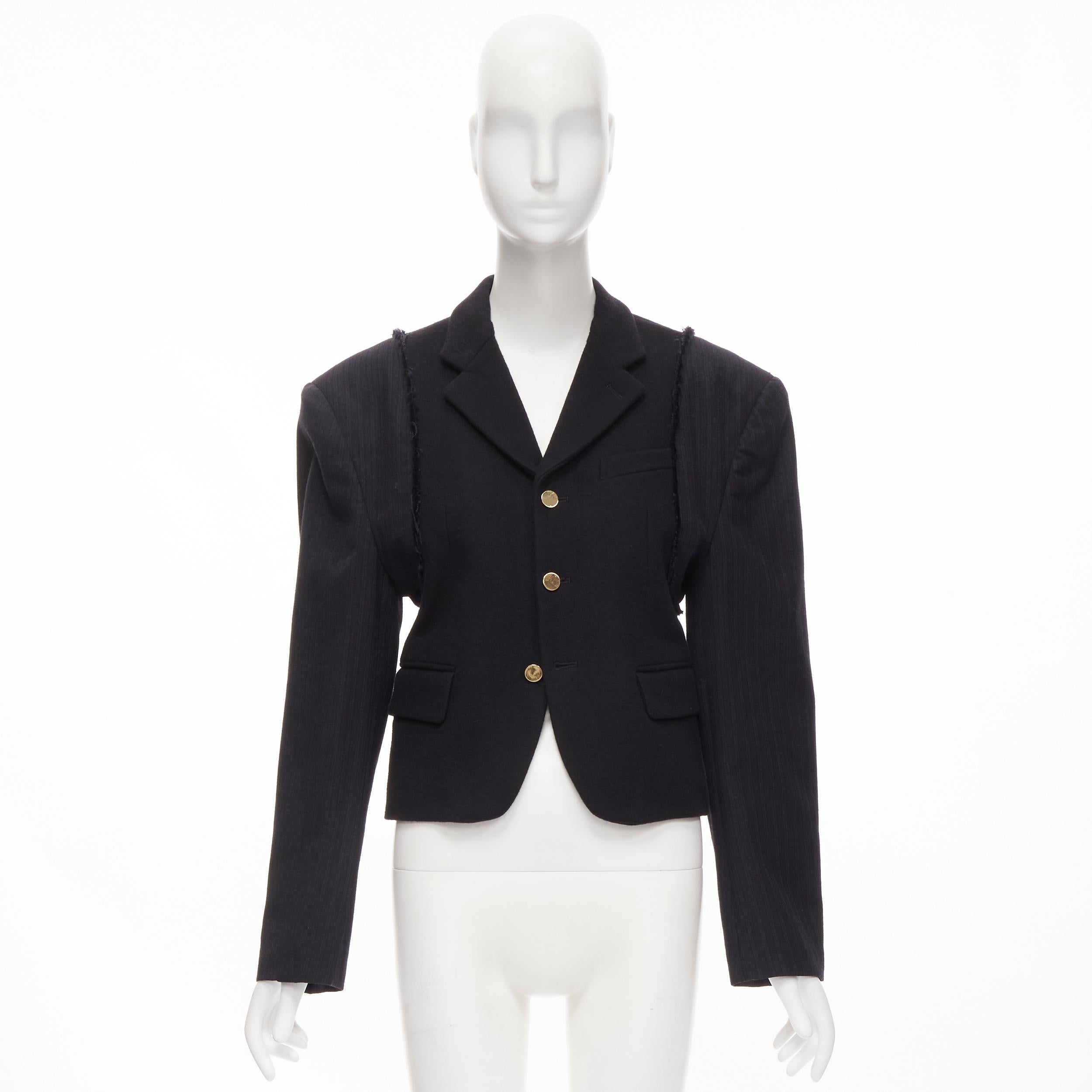 vintage COMME DES GARCONS 1993 black reconstructed shoulder padded blazer M For Sale 4