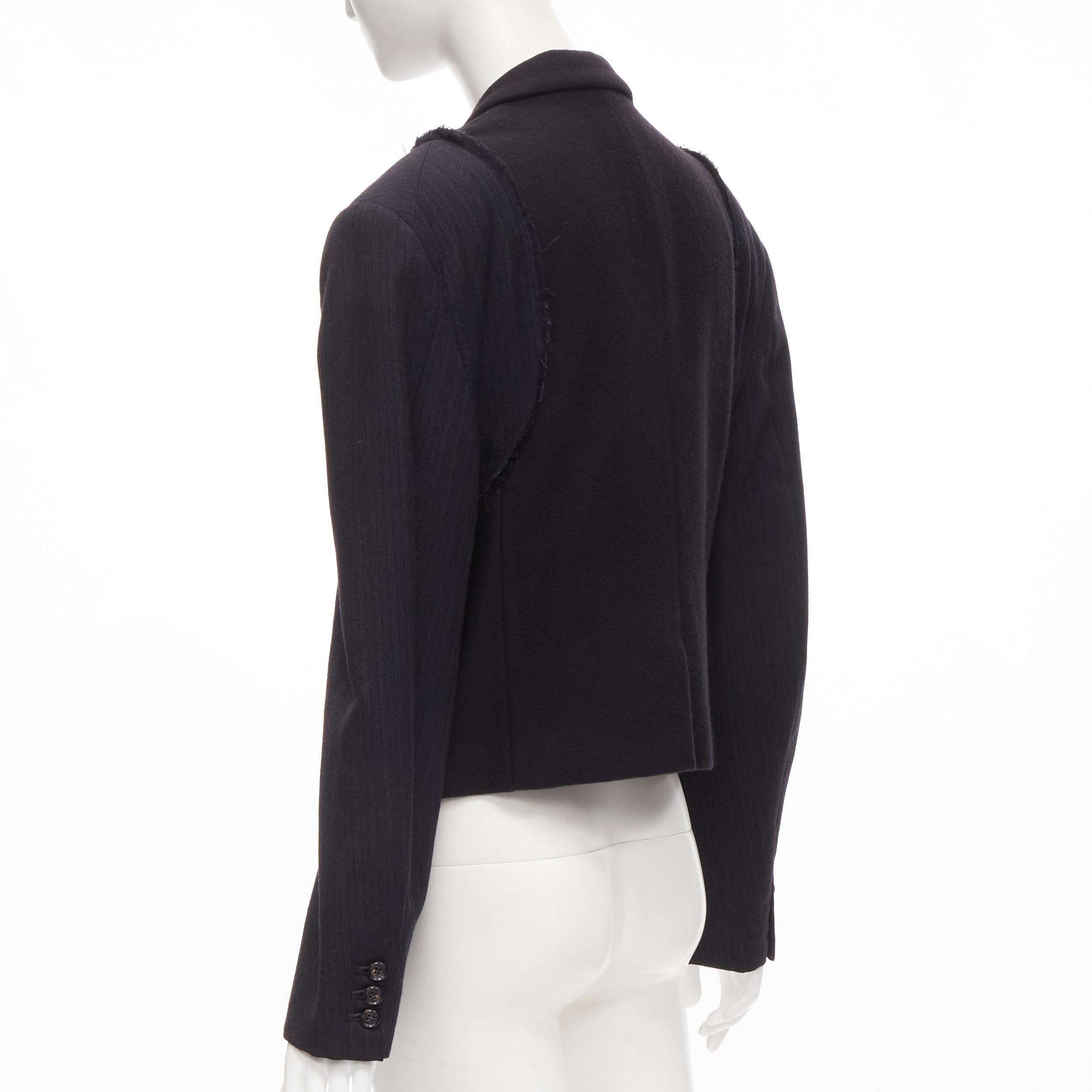vintage COMME DES GARCONS 1993 black reconstructed shoulder padded blazer M In Excellent Condition For Sale In Hong Kong, NT