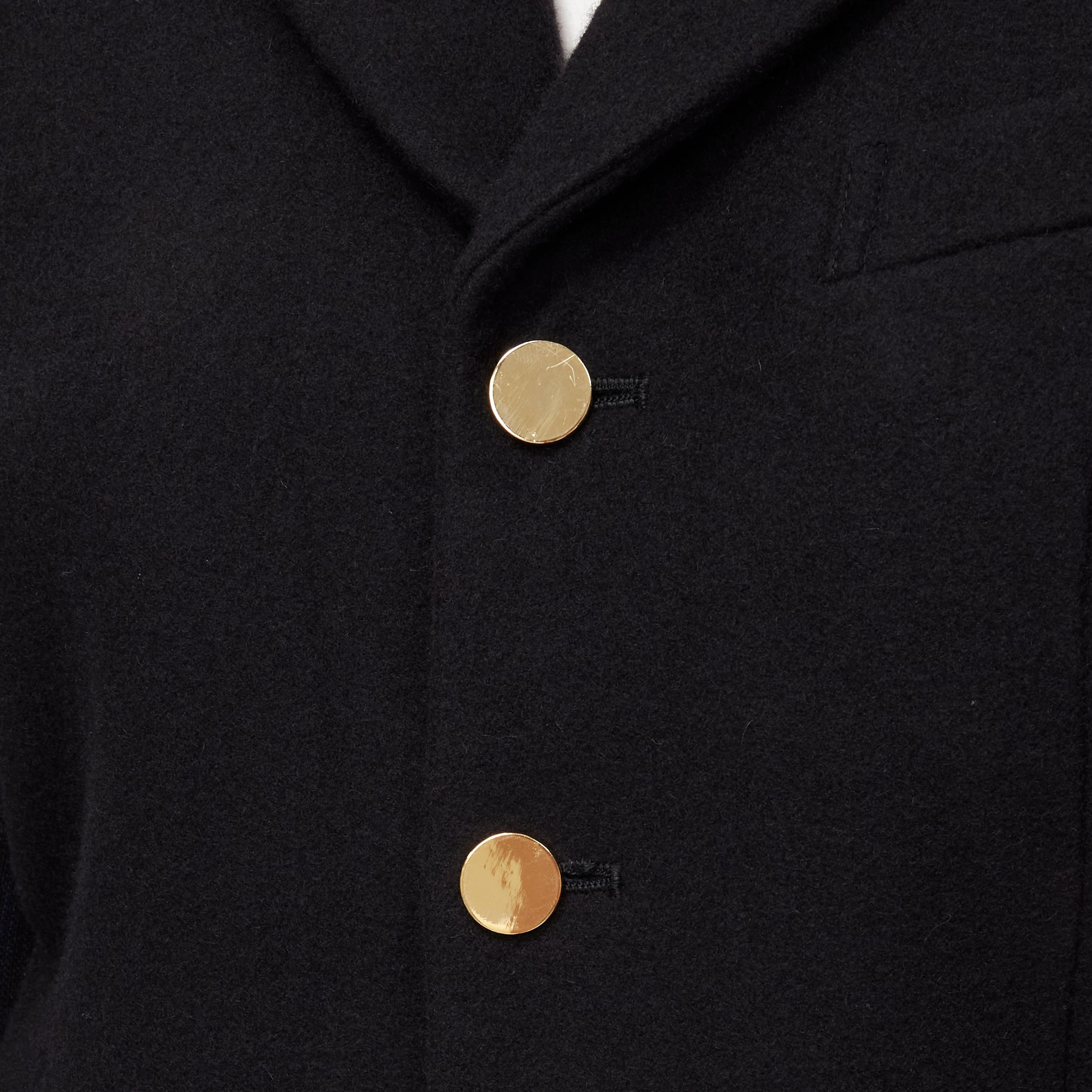 Women's vintage COMME DES GARCONS 1993 black reconstructed shoulder padded blazer M For Sale