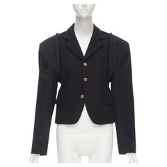 vintage COMME DES GARCONS 1993 black reconstructed shoulder padded blazer M