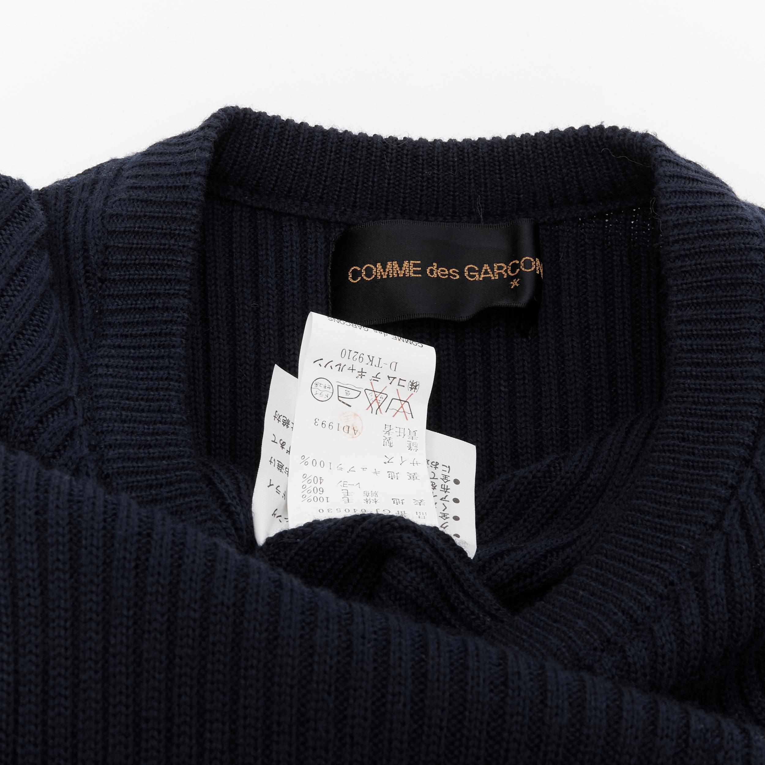 vintage COMME DES GARCONS 1993 navy wool knit grey blazer hem deconstructed 5