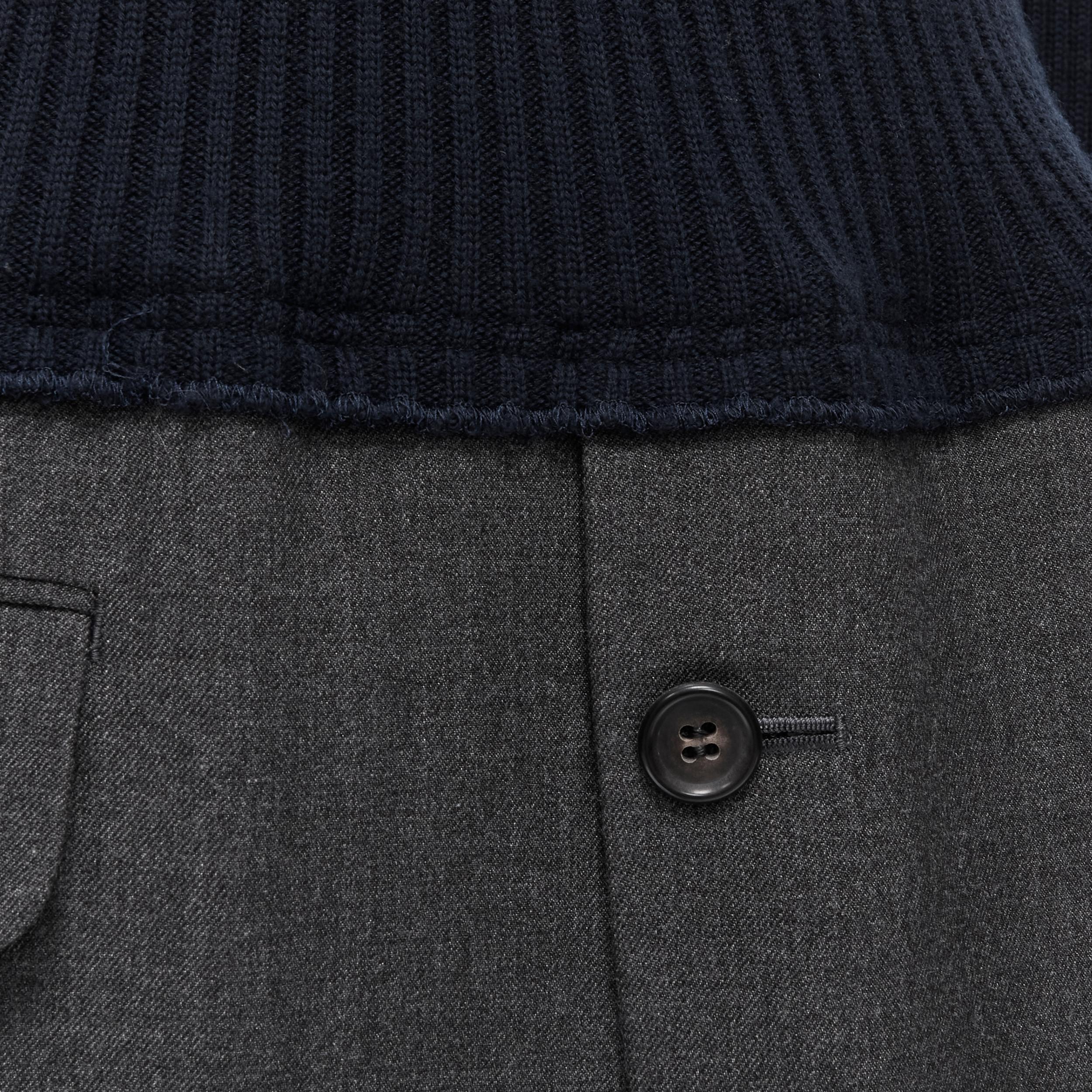 vintage COMME DES GARCONS 1993 navy wool knit grey blazer hem deconstructed 2