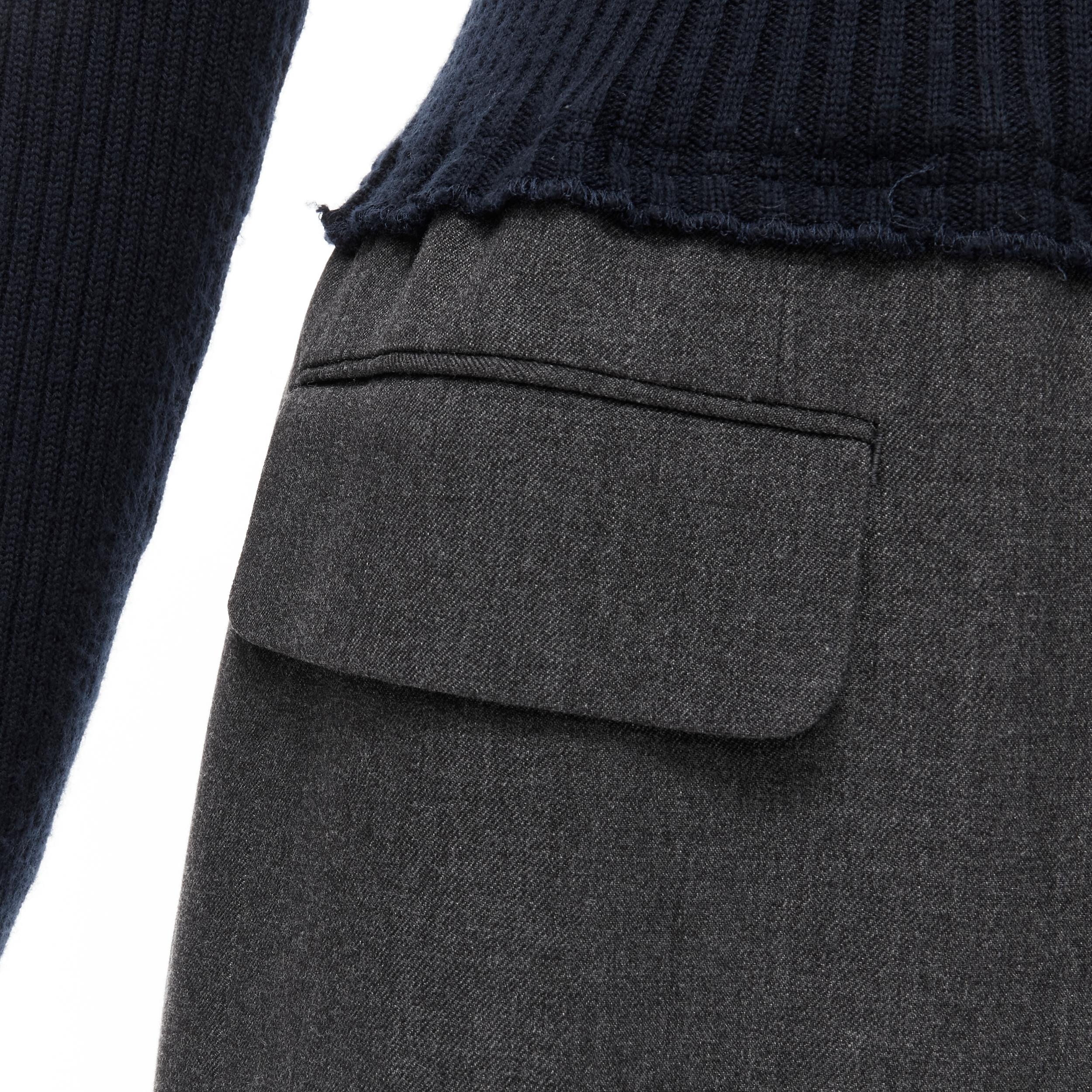 vintage COMME DES GARCONS 1993 navy wool knit grey blazer hem deconstructed 3