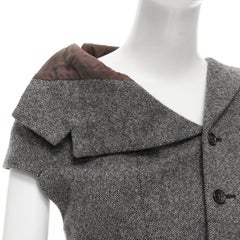 vintage COMME DES GARCONS 1993 tweed deconstructed patchwork asymmetric vest S