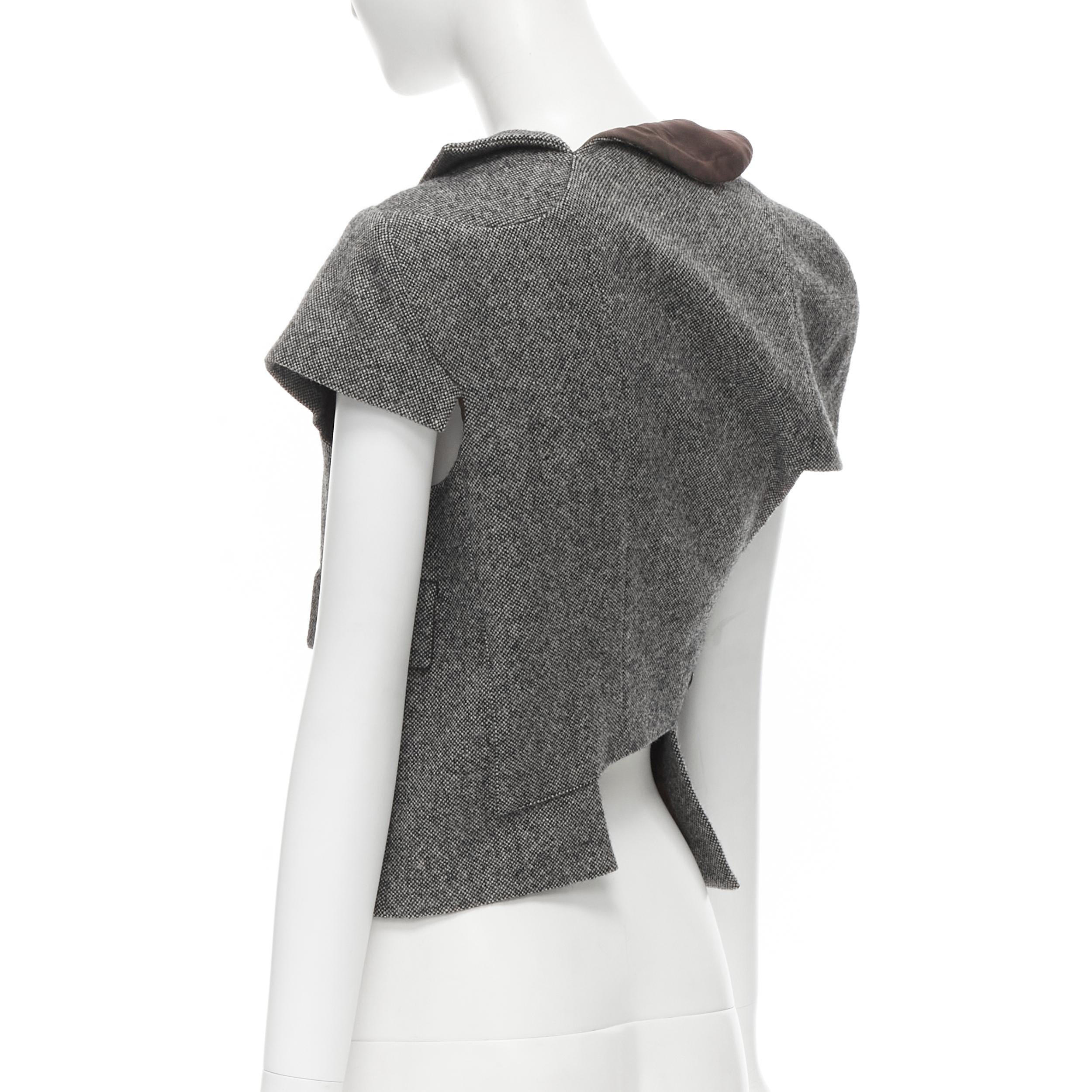 Gray vintage COMME DES GARCONS 1993 tweed deconstructed patchwork asymmetric vest S