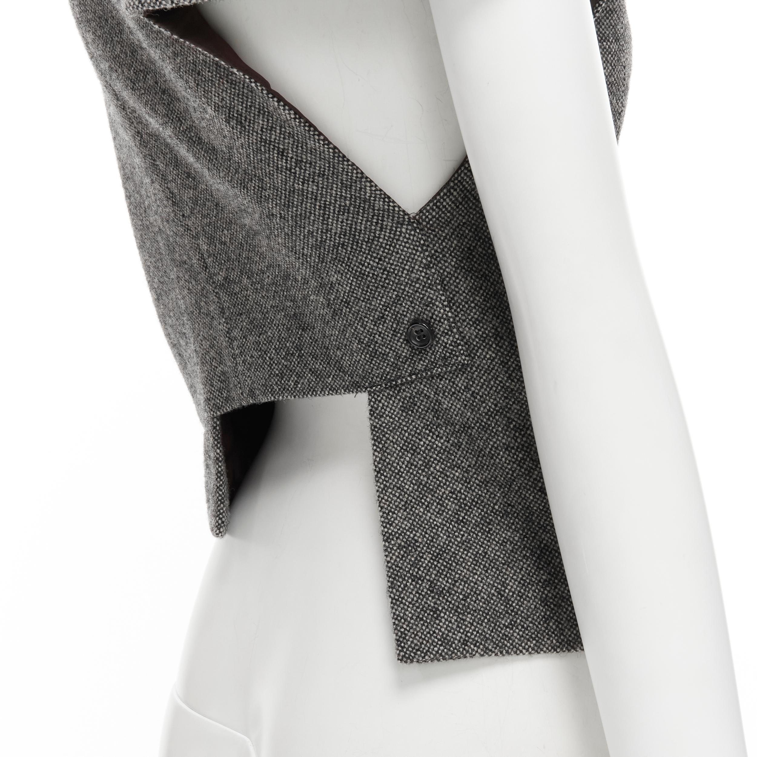 vintage COMME DES GARCONS 1993 tweed deconstructed patchwork asymmetric vest S 1