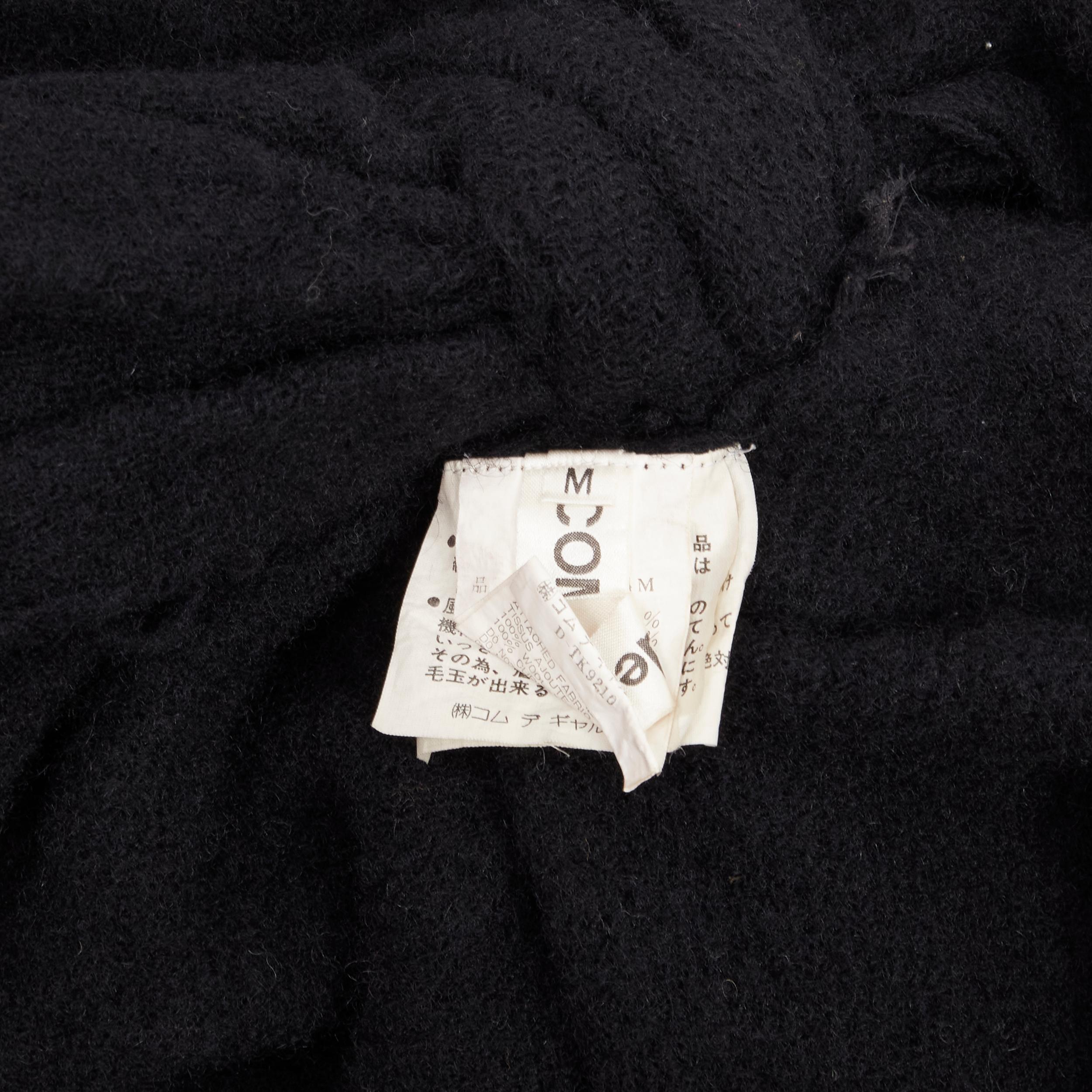 vintage COMME DES GARCONS 1994 black boiled wool knot tie distressed skirt M 4