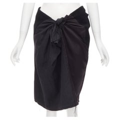 vintage COMME DES GARCONS 1994 black boiled wool knot tie distressed skirt M