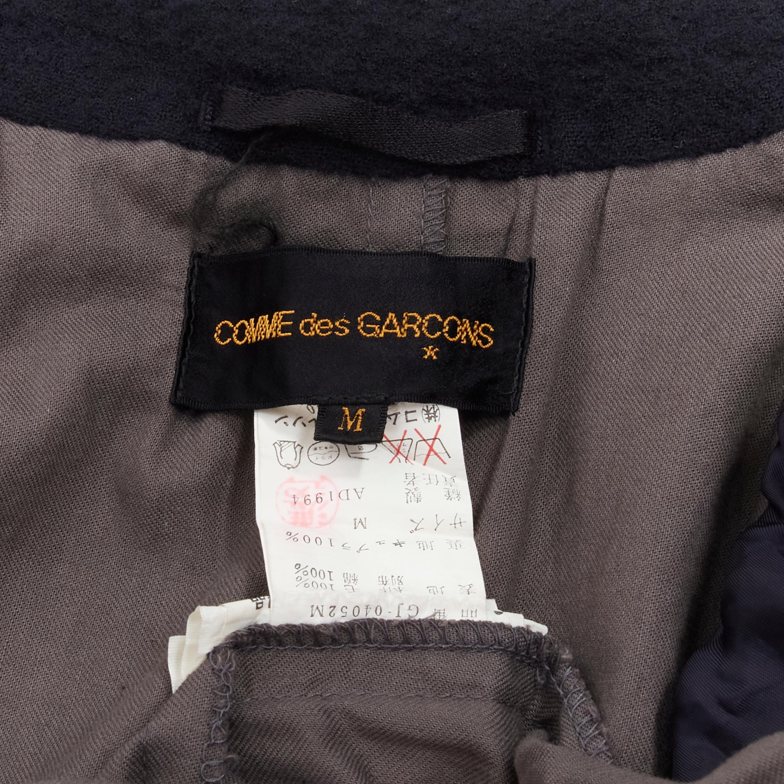 vintage COMME DES GARCONS 1994 black shrunken boiled wool grey duster coat M For Sale 1