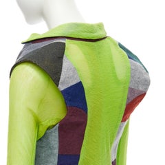 vintage COMME DES GARCONS 1995 colorblock wool green sleeves layered vest M
