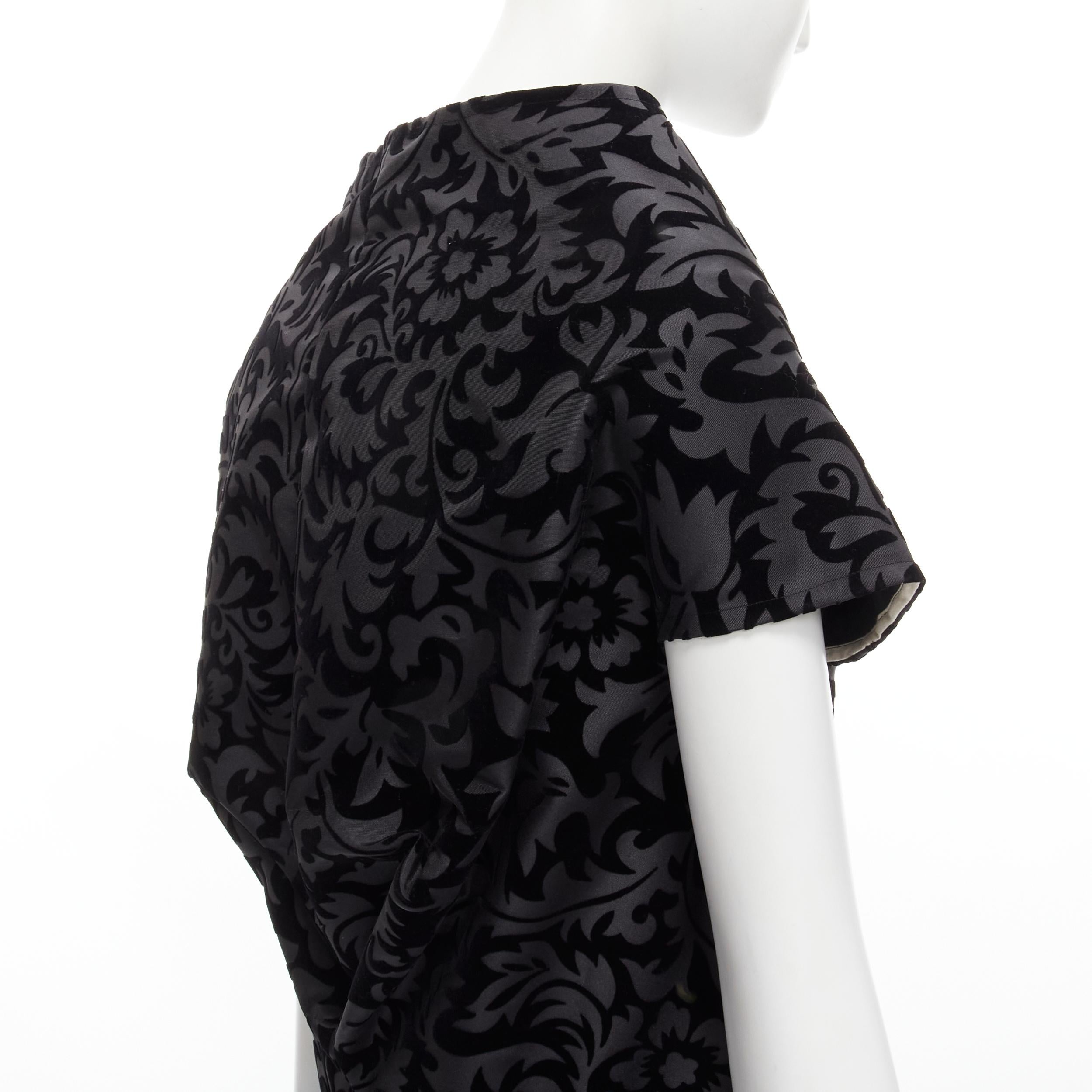 vintage COMME DES GARCONS 1996 black baroque velvet devore tail back dress M For Sale 3