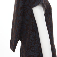 vintage COMME DES GARCONS 1996 blue pinstripe brown floral devore A-line dress S