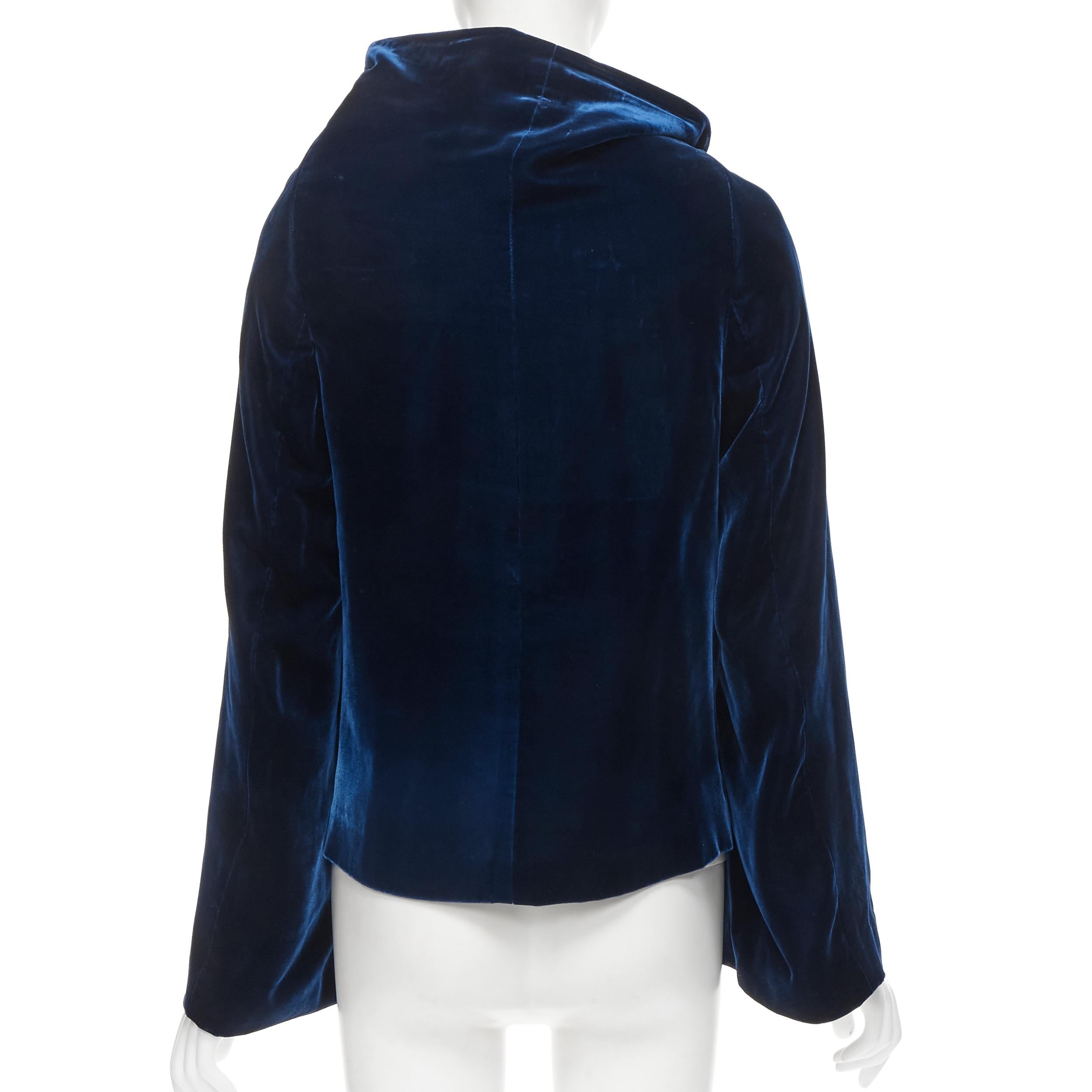 vintage COMME DES GARCONS 1996 blue velvet wide sleeve pin wrap opera coat In Good Condition In Hong Kong, NT