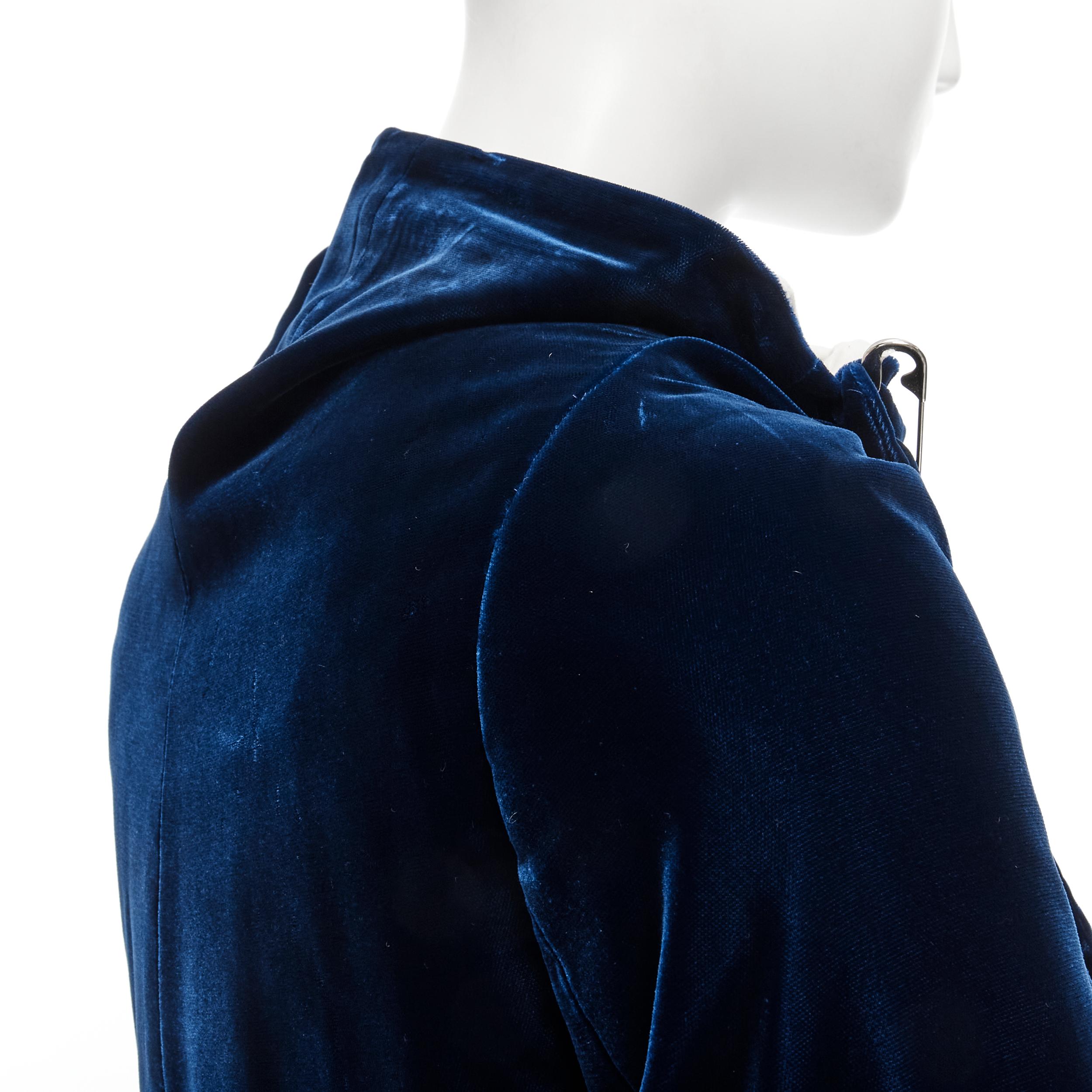 vintage COMME DES GARCONS 1996 blue velvet wide sleeve pin wrap opera coat 1