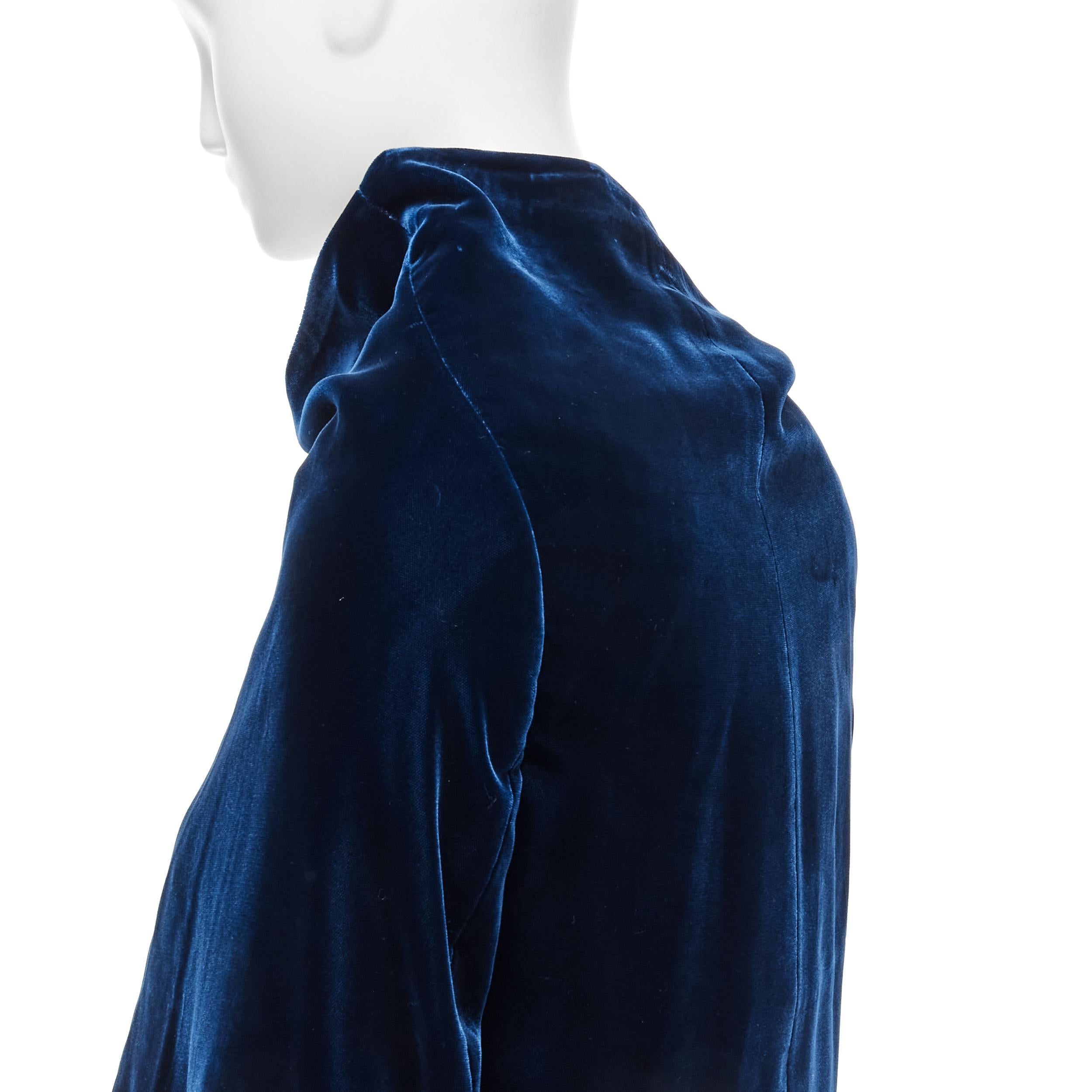 vintage COMME DES GARCONS 1996 blue velvet wide sleeve pin wrap opera coat 2