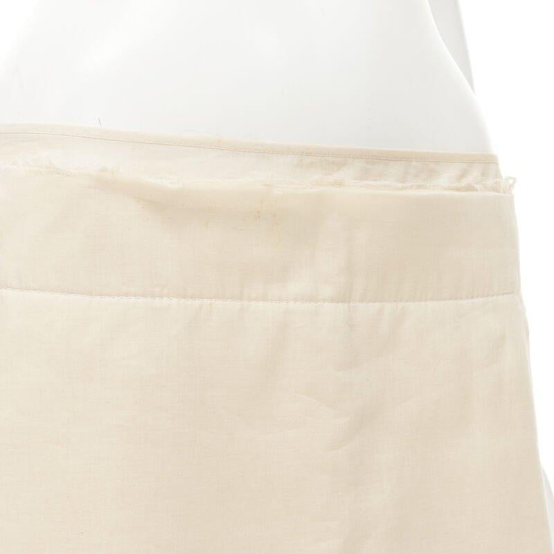vintage COMME DES GARCONS 1997 beige stacked raw cut rounded pin wrap skirt XS 5