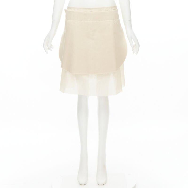 vintage COMME DES GARCONS 1997 beige stacked raw cut rounded pin wrap skirt XS 7