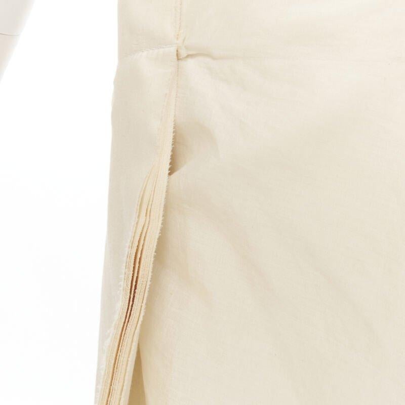 vintage COMME DES GARCONS 1997 beige stacked raw cut rounded pin wrap skirt XS 2