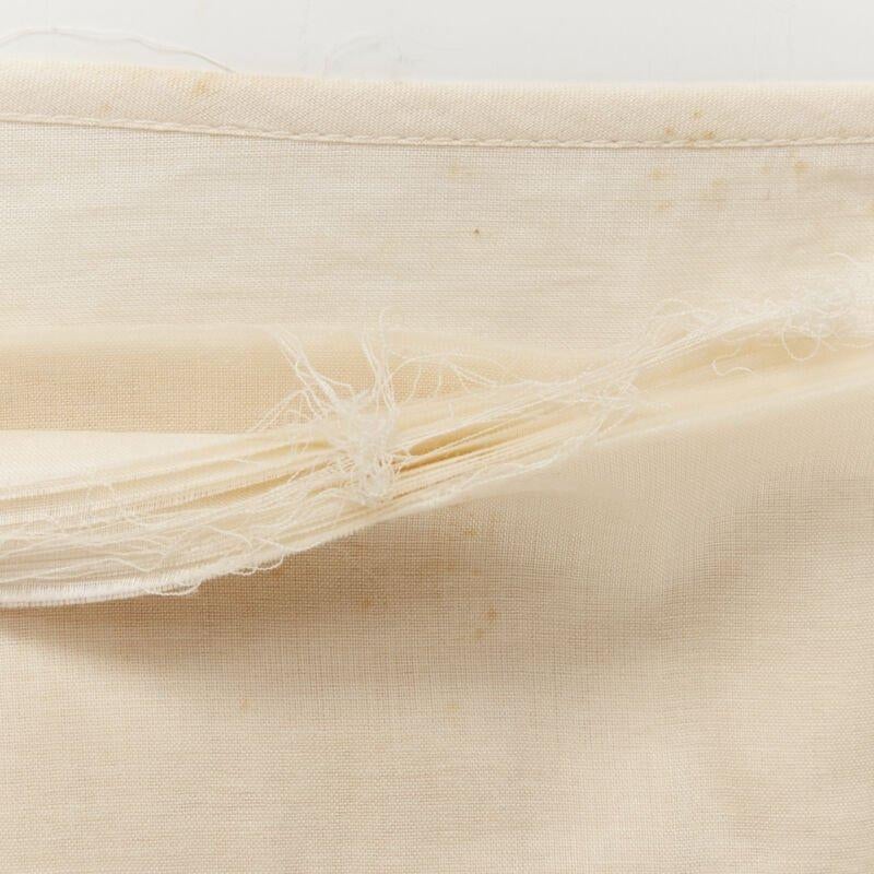 vintage COMME DES GARCONS 1997 beige stacked raw cut rounded pin wrap skirt XS 4