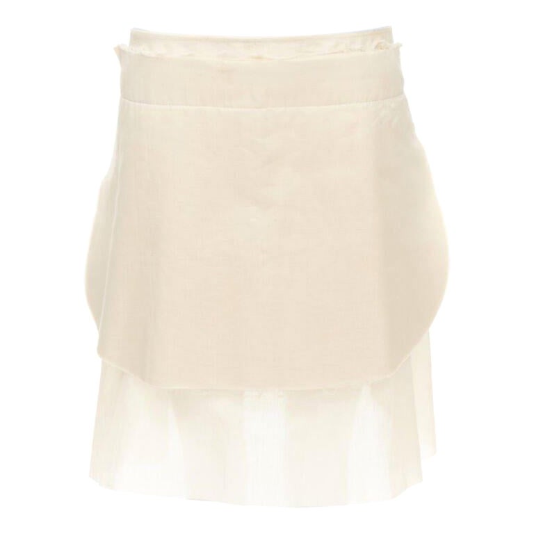 vintage COMME DES GARCONS 1997 beige stacked raw cut rounded pin wrap skirt XS