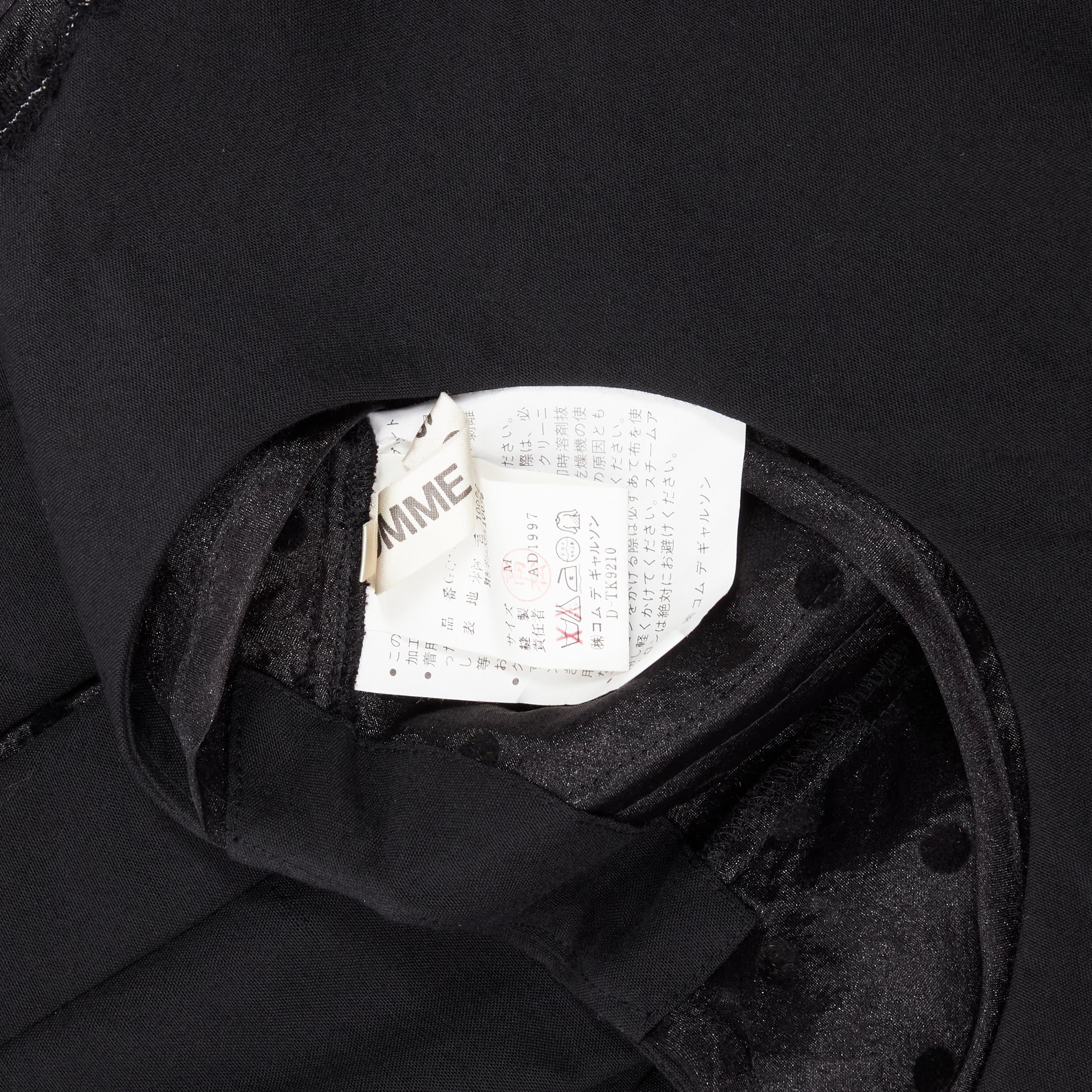vintage COMME DES GARCONS 1997 black sheer polka dot panel asymmetric dress M For Sale 5