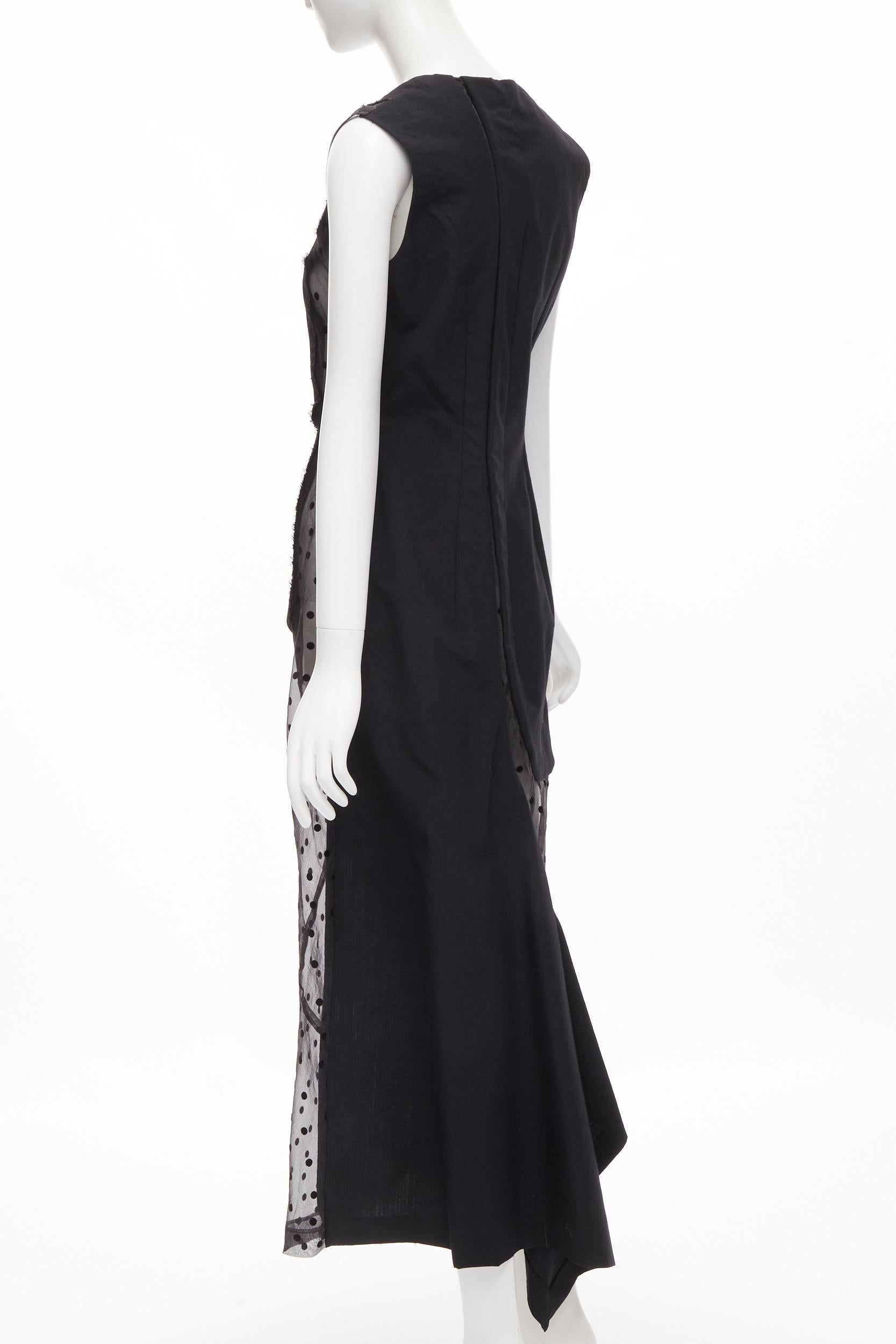 vintage COMME DES GARCONS 1997 black sheer polka dot panel asymmetric dress M 1