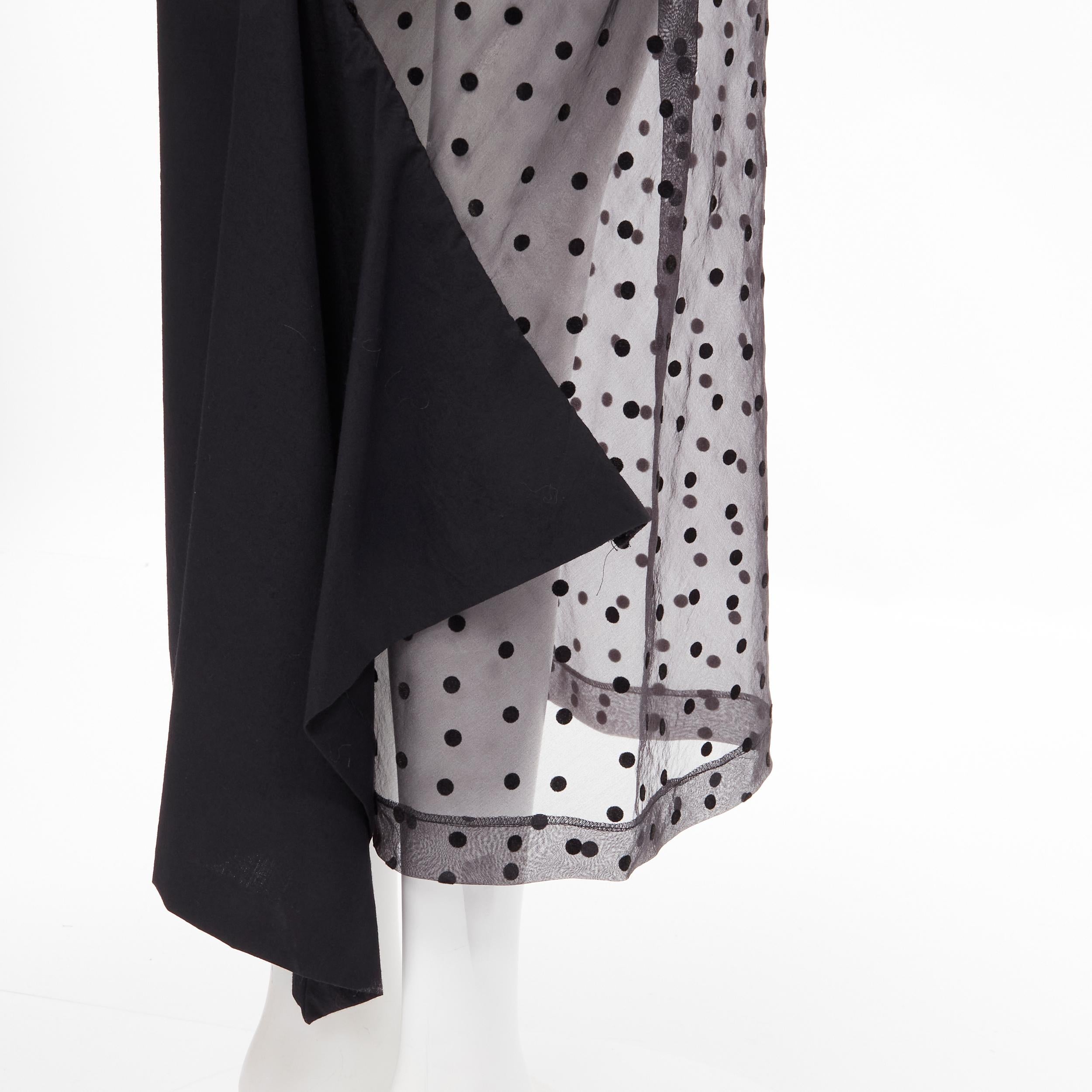 vintage COMME DES GARCONS 1997 black sheer polka dot panel asymmetric dress M For Sale 3
