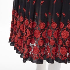 vintage COMME DES GARCONS 2001 black red floral embroidered peplum crin skirt M