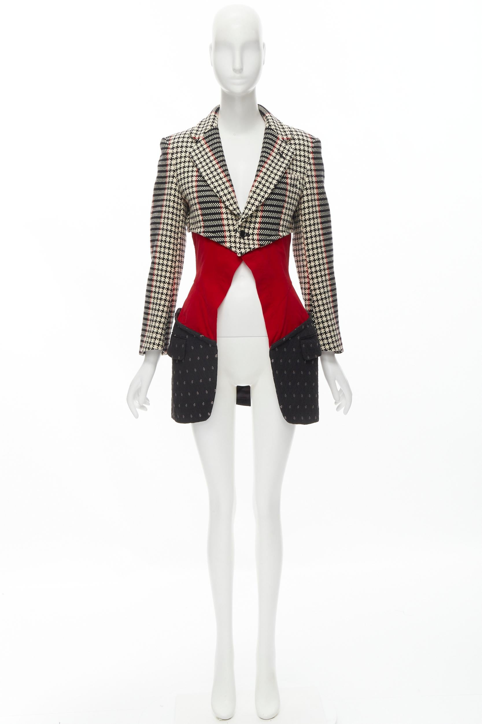vintage COMME DES GARCONS 2001 tweed velvet jacquard elongated deconstructed bla For Sale 5