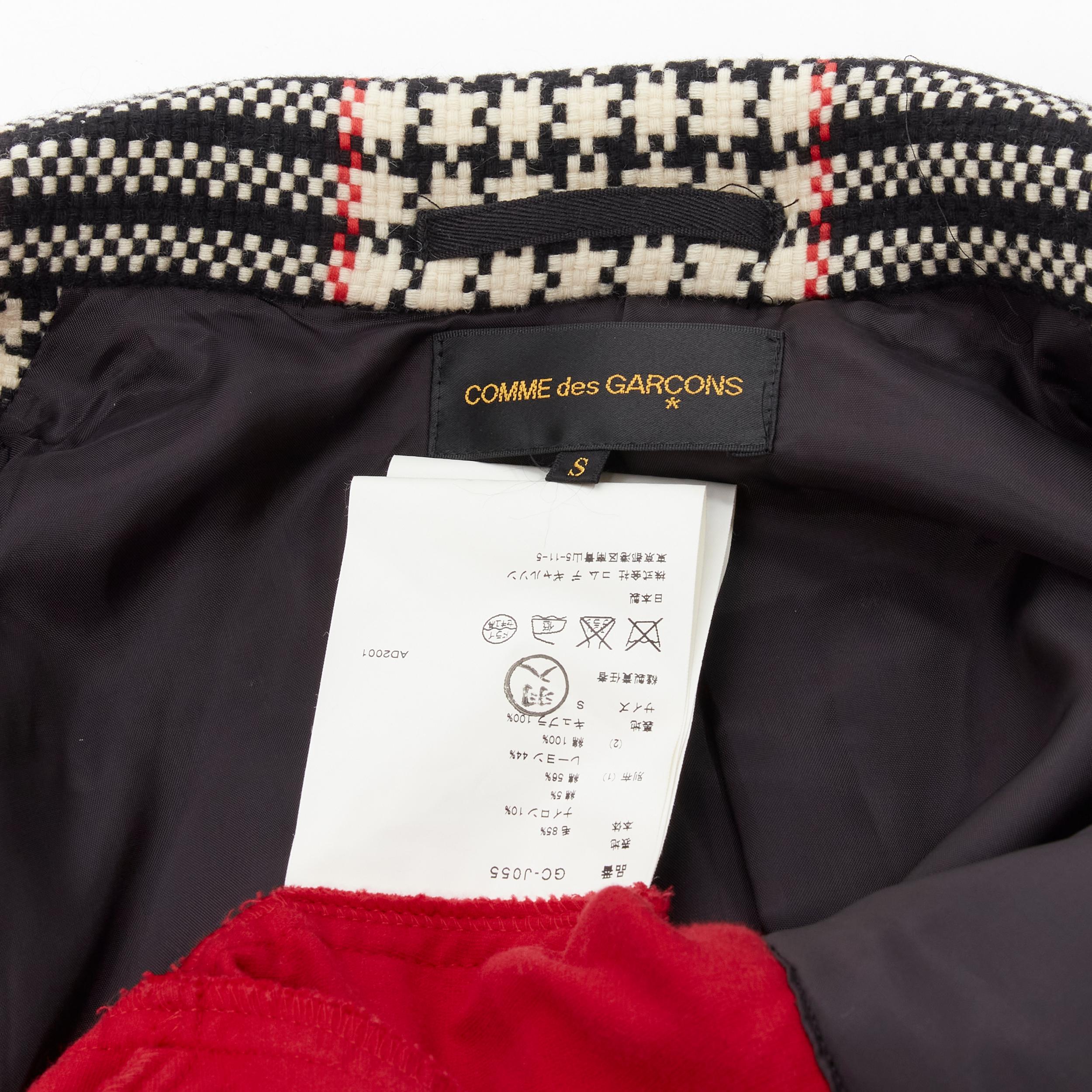 vintage COMME DES GARCONS 2001 tweed velvet jacquard elongated deconstructed bla For Sale 4