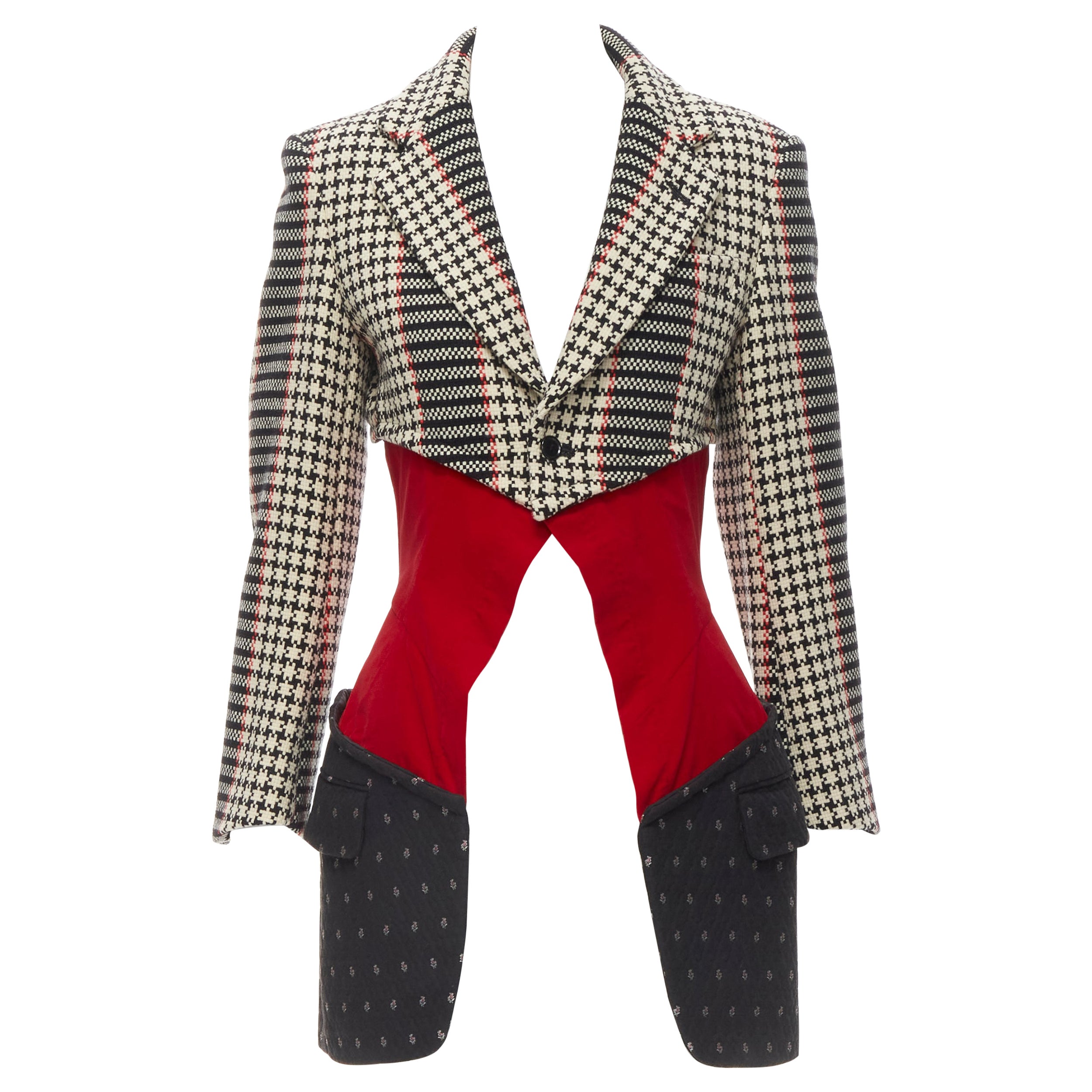 vintage COMME DES GARCONS 2001 tweed velvet jacquard elongated deconstructed bla