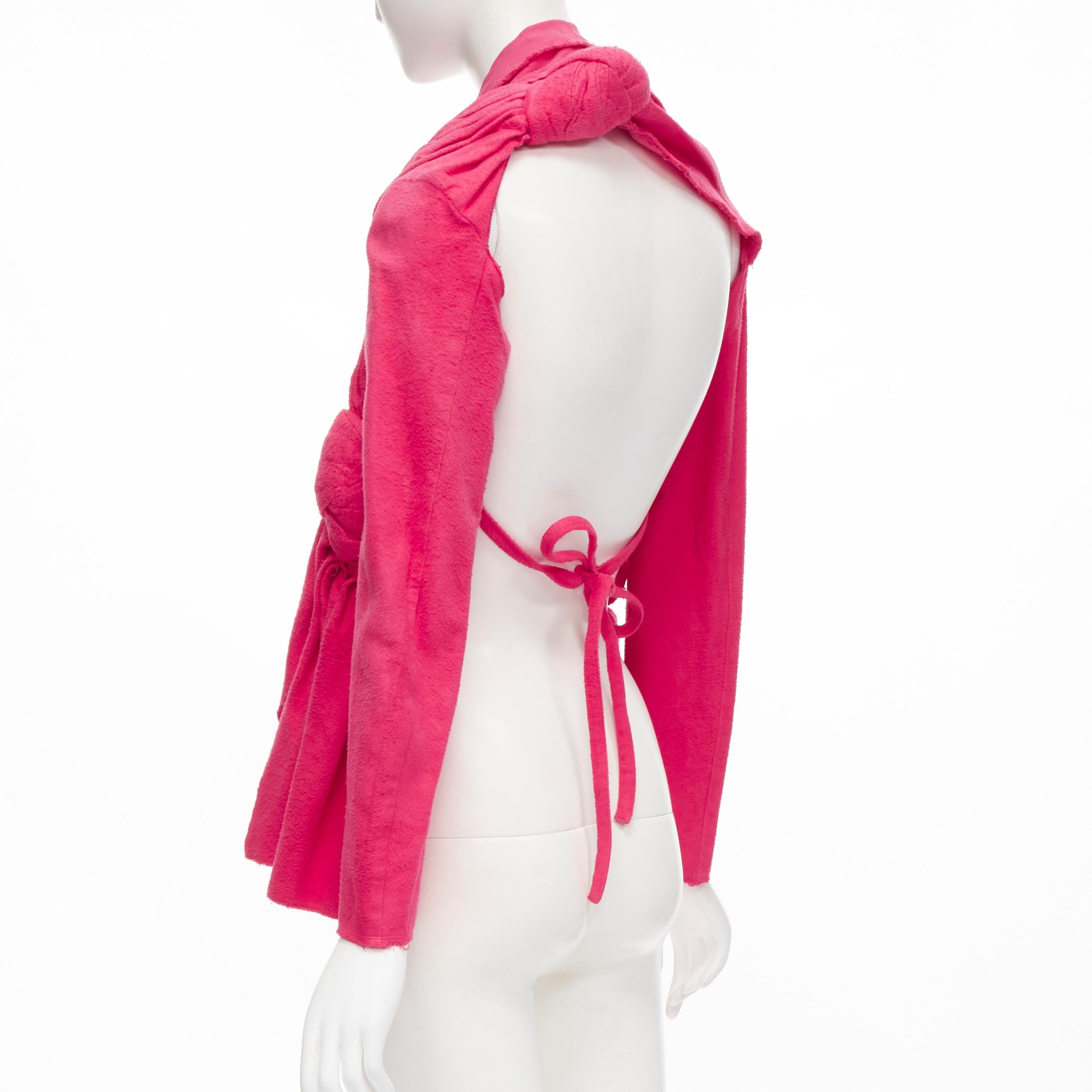 Pink vintage COMME DES GARCONS 2002 pink dyed cotton XL knot backless blazer jacket S