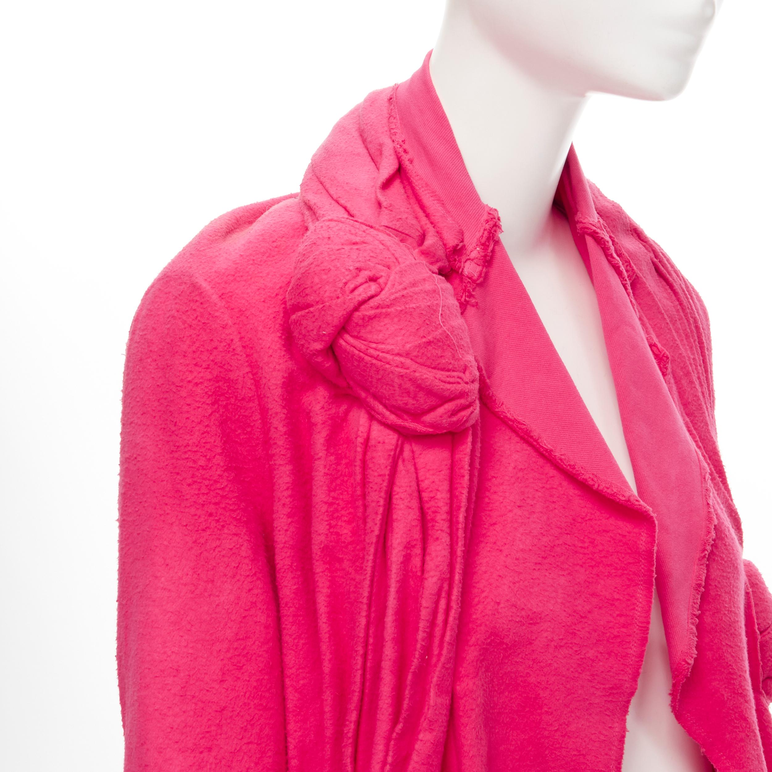 Women's vintage COMME DES GARCONS 2002 pink dyed cotton XL knot backless blazer jacket S