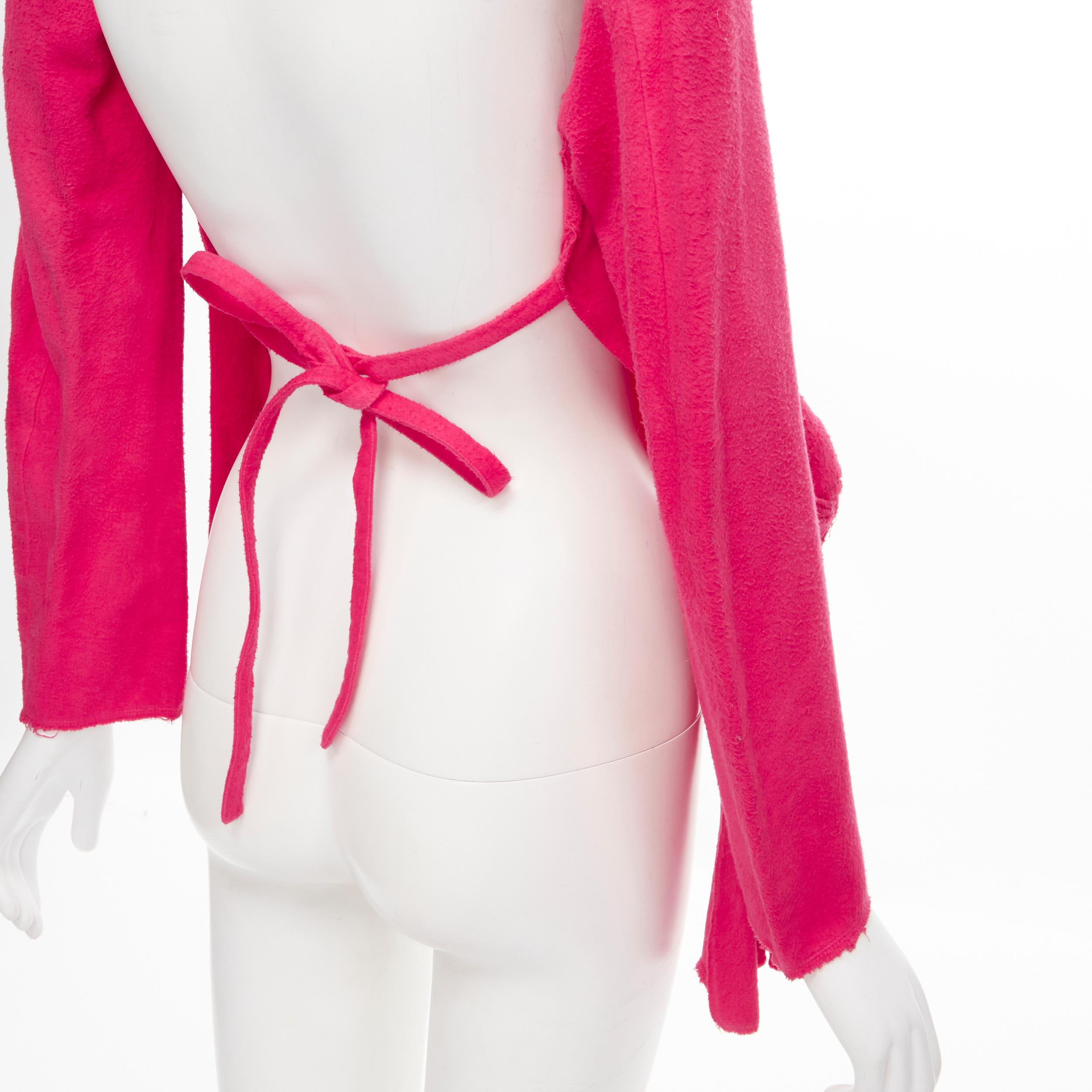 vintage COMME DES GARCONS 2002 pink dyed cotton XL knot backless blazer jacket S 1