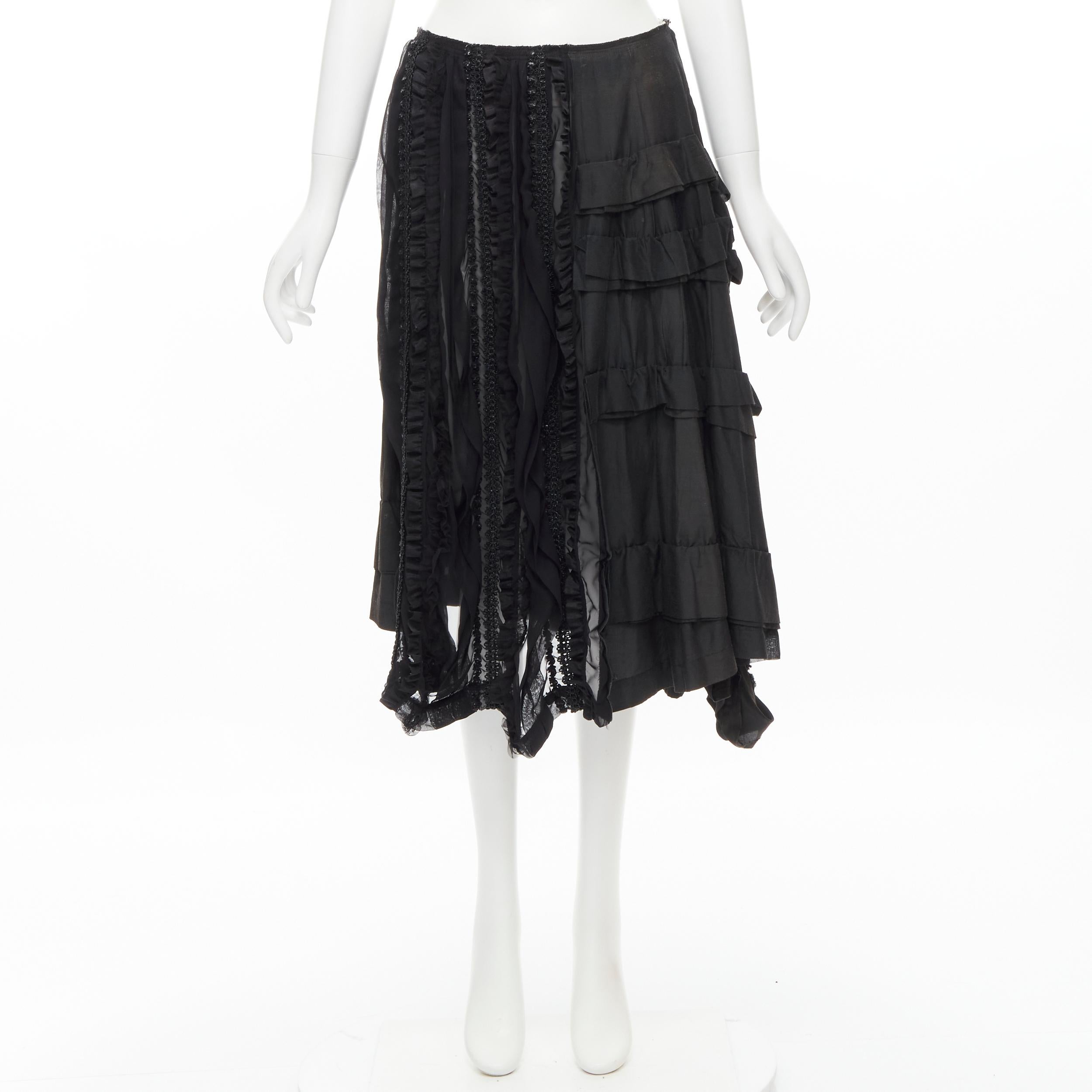 vintage COMME DES GARCONS 2005 Broken Bride black embroidery ruffle skirt M 7