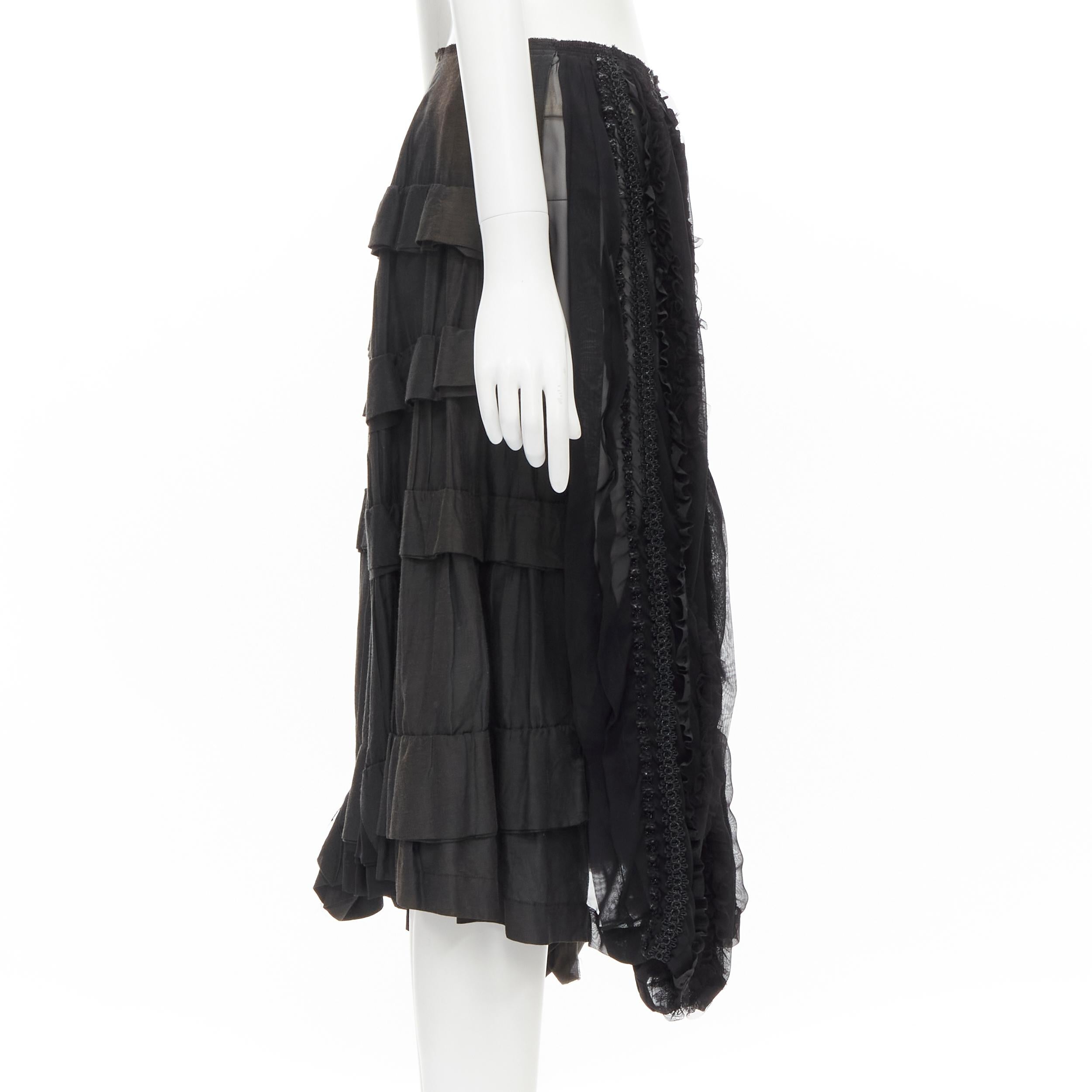 vintage COMME DES GARCONS 2005 Broken Bride black embroidery ruffle skirt M In Excellent Condition In Hong Kong, NT