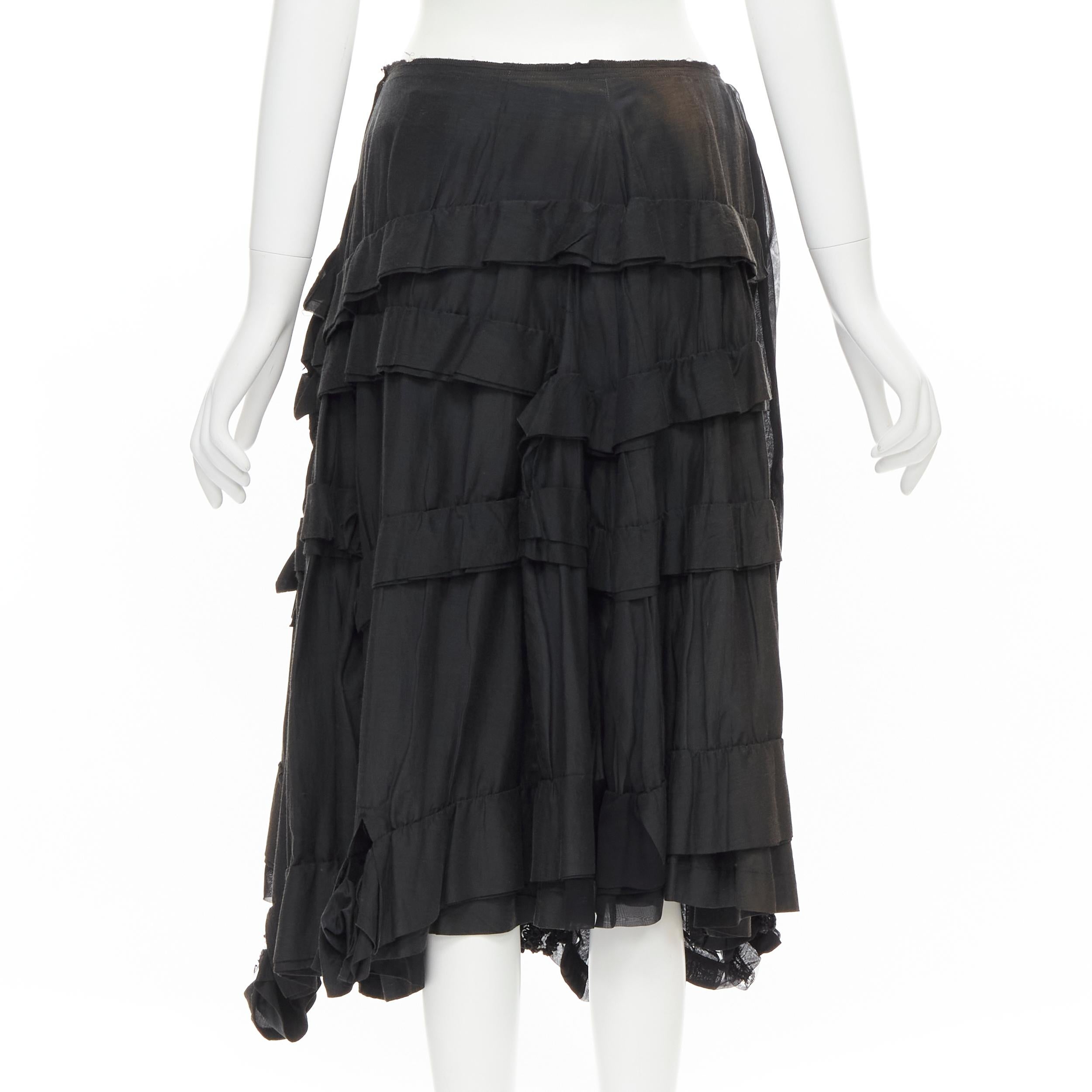 Women's vintage COMME DES GARCONS 2005 Broken Bride black embroidery ruffle skirt M