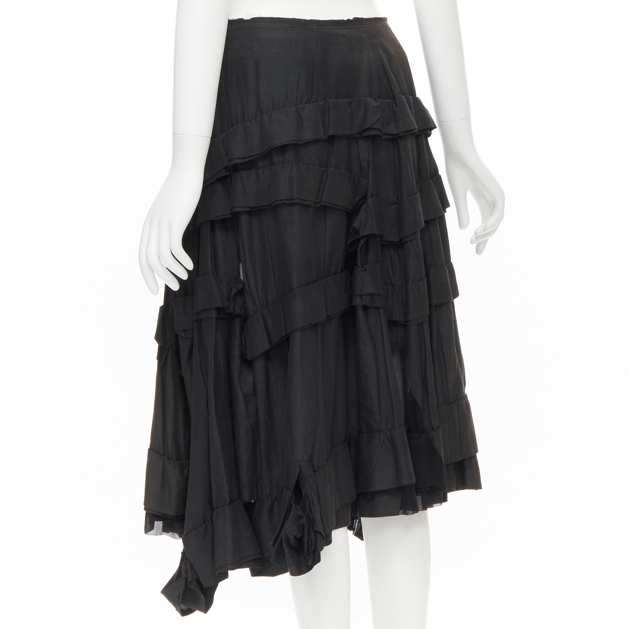 vintage COMME DES GARCONS 2005 Broken Bride black embroidery ruffle skirt M 1