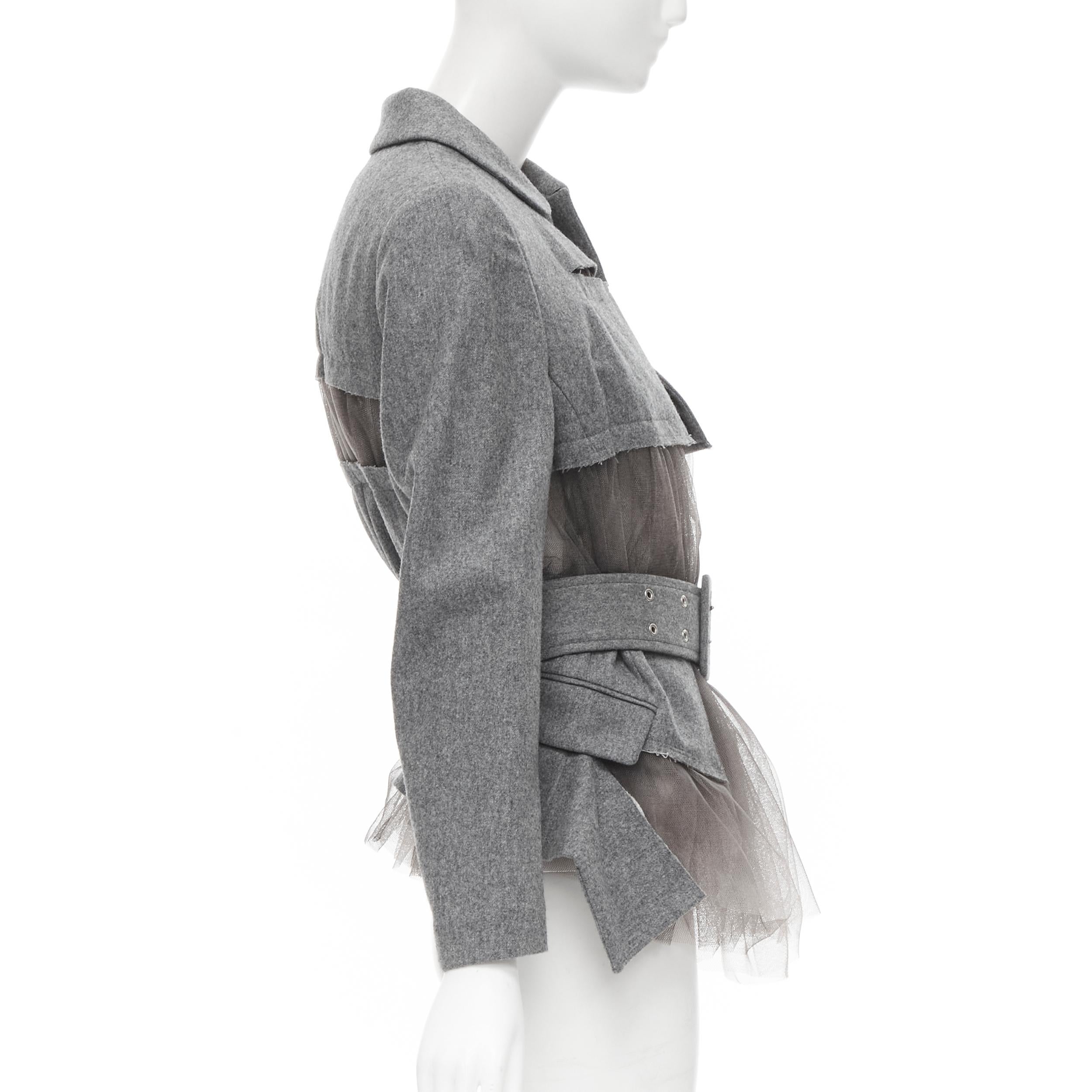 COMME DES GARCONS - Veste vintage déconstruite à ceinture en tulle gris, 2006 Excellent état - En vente à Hong Kong, NT