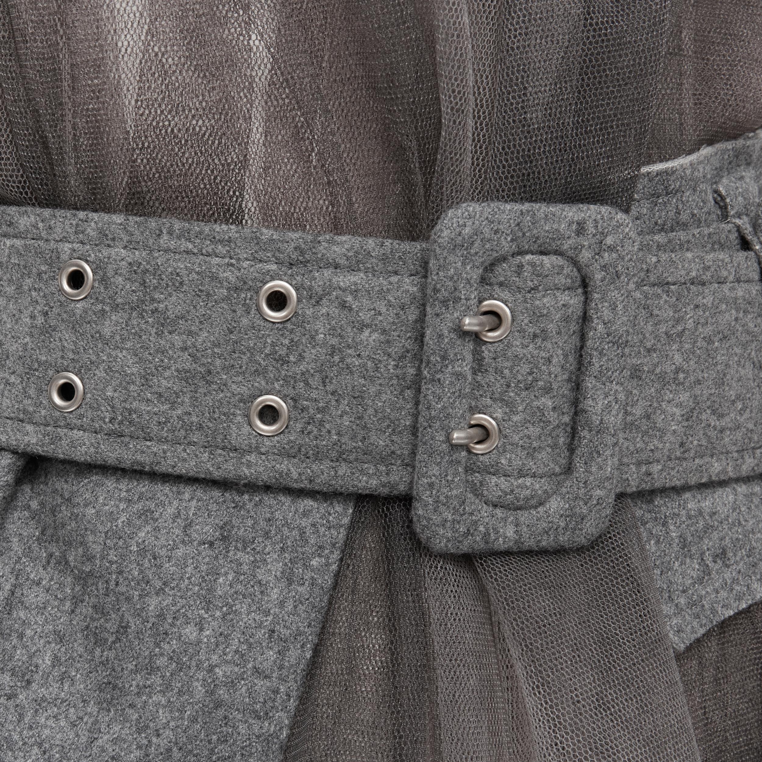vintage COMME DES GARCONS 2006 grey tulle belted deconstructed jacket XS 1