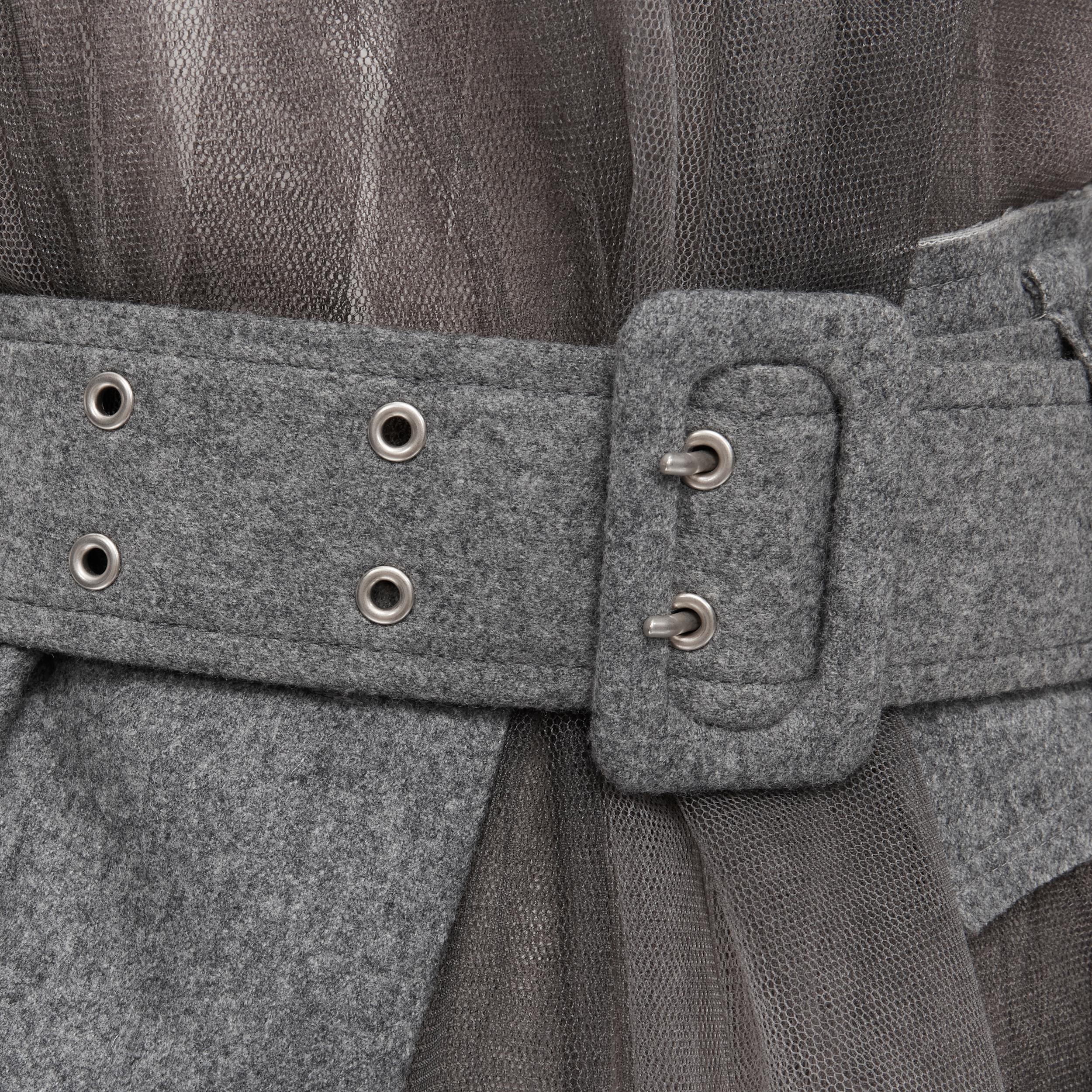 COMME DES GARCONS - Veste vintage déconstruite à ceinture en tulle gris, 2006 en vente 3