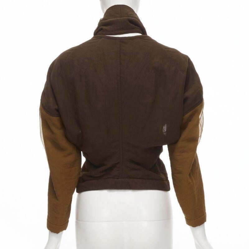 Women's vintage COMME DES GARCONS '90 brown color blocked cut out collar jacket S For Sale