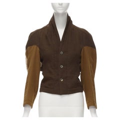 vintage COMME DES GARCONS '90 color marrón bloqueado recortado cuello chaqueta S