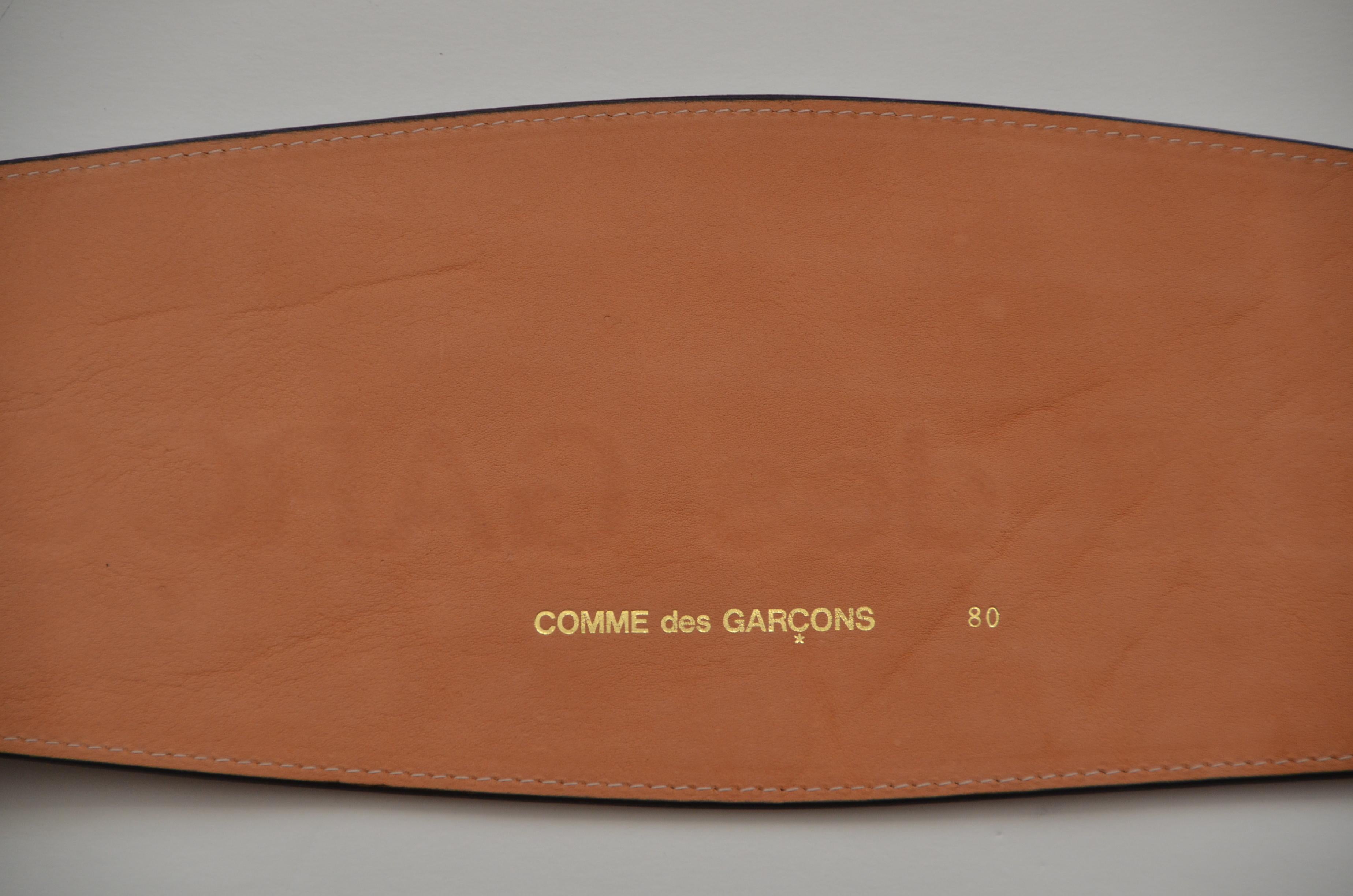 Vintage Comme Des Garcons Black Leather  Belt SZ 80  NEW WITH TAGS For Sale 4