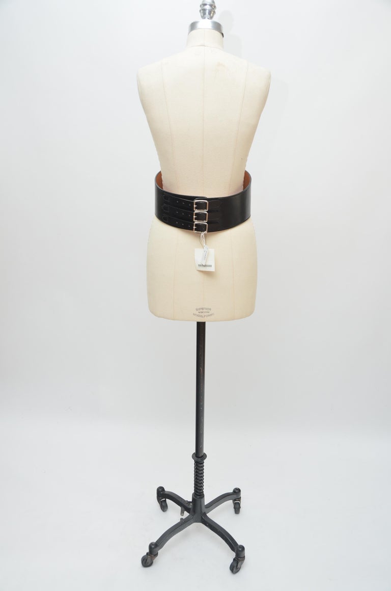 Vintage Comme Des Garcons Black Leather Belt SZ 80 NEW WITH  display picture 3