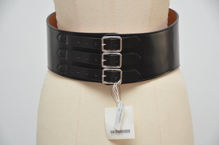 Vintage Comme Des Garcons Black Leather Belt SZ 80 NEW WITH  display picture 2