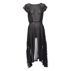 vintage COMME DES GARCONS black sheer ruffle hem dipped back dress S